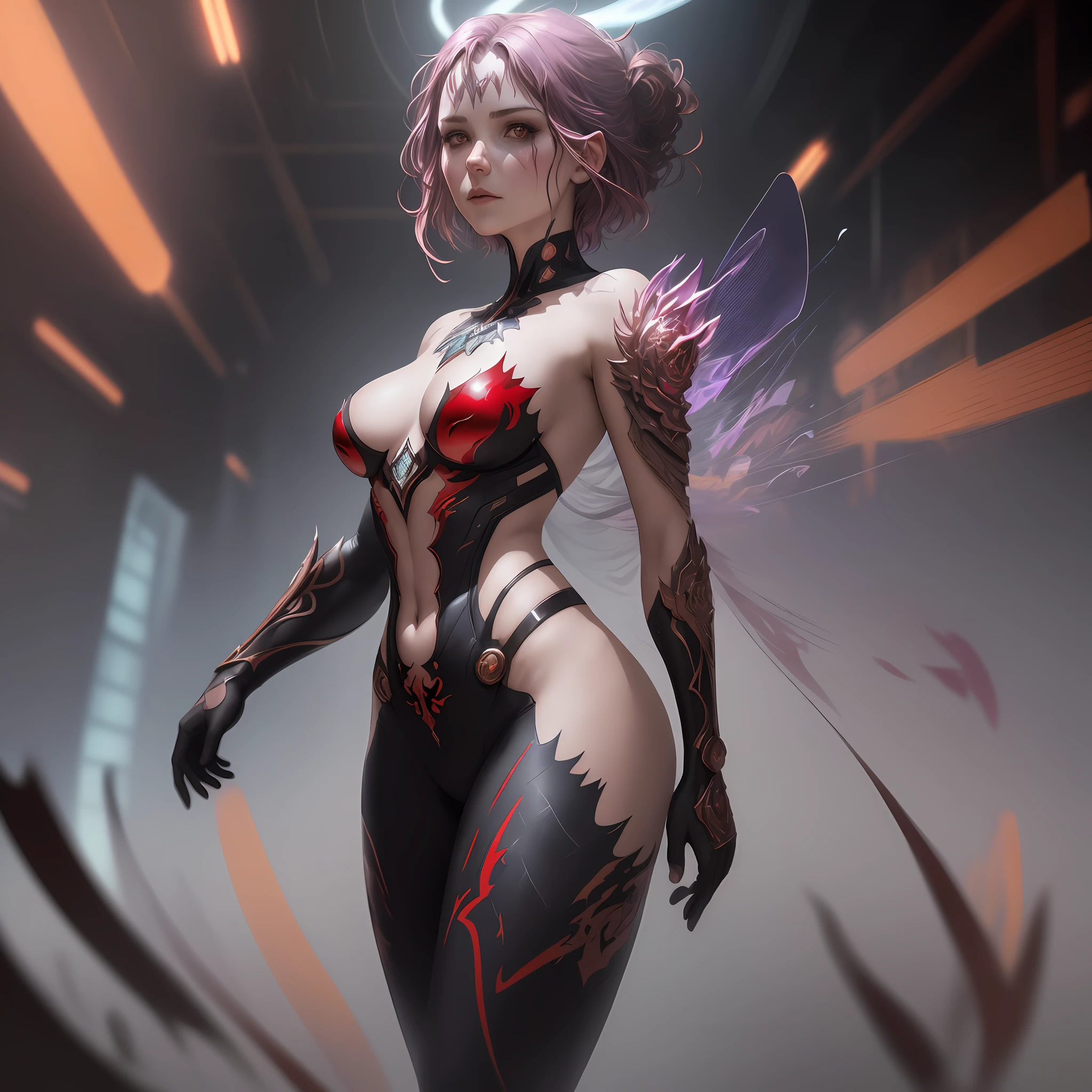 rultra detailed digital pencil drawing sinister antihero woman with bloody wearing a tight outfit, anime style, decollete, no clothes, short hair, ethereal abstract background, red ratio, perfect body proportion, intricate details, beautiful detailed intricate face, intricate artwork masterpiece, ominous, approaching perfection, highly detailed, smooth, treding on artstation, sharp focus, perfect composition, concept art, 8k, Yabadaba, studio photo, Alphonse Mucha, ethereal colors background, volumetric lighting, light studio, vibrant, Carne Griffiths and Wadim Kashin, art by Alyssa Monks