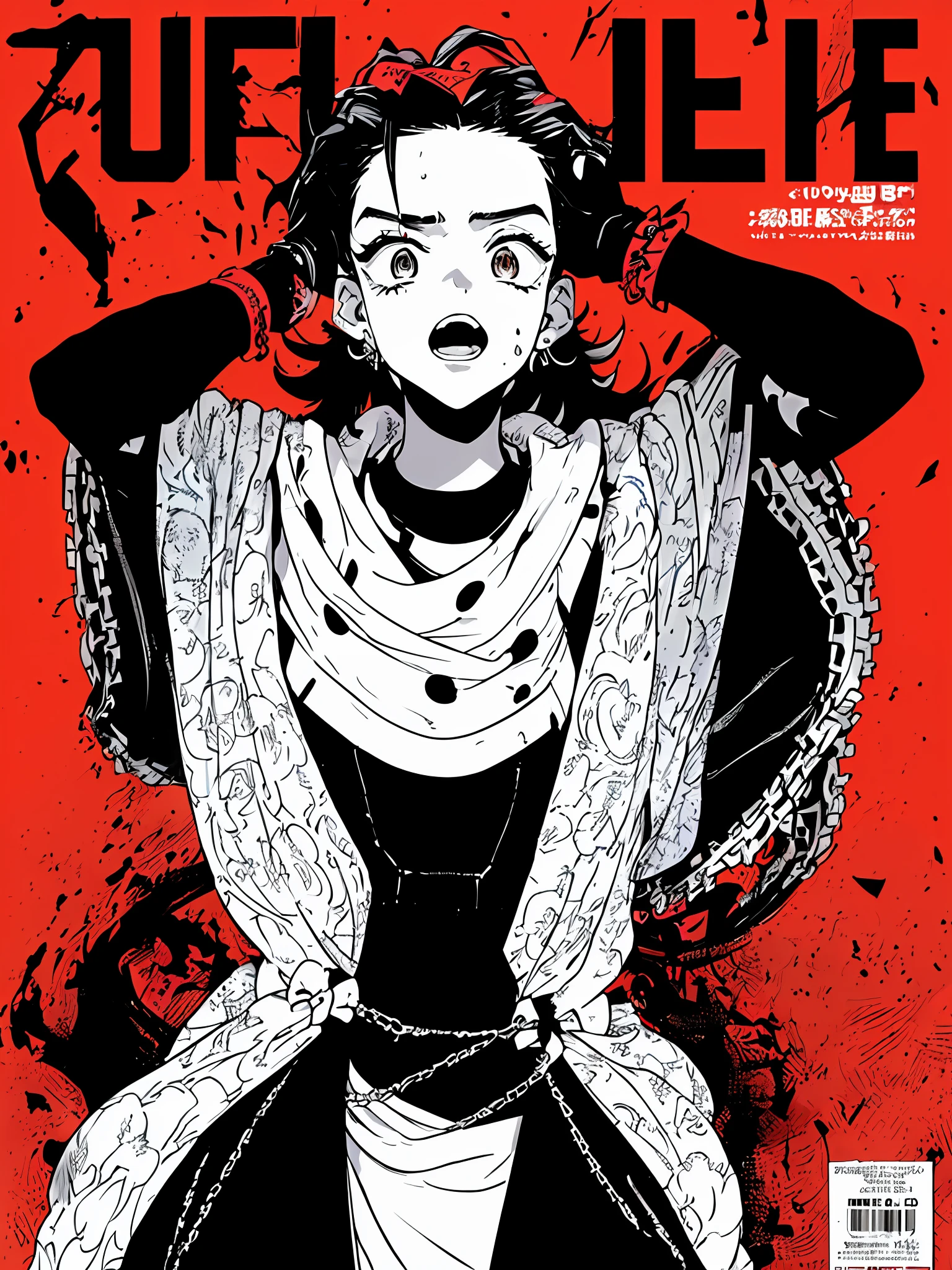 ((((dramatic))), (((gritty))), (((intense))) film poster featuring a young woman as the central character. She stands confidently in the center of the poster, wearing a stylish and edgy outfit, with a determined expression on her face. The background is dark and gritty, with a sense of danger and intensity. The text is bold and attention-grabbing, with a catchy tagline that adds to the overall feeling of drama and excitement. The color palette is mainly dark with splashes of vibrant colors, giving the poster a dynamic and visually striking appearance,tachi-e (magazine:1.3), (cover-style:1.3), fashionable, woman, vibrant, outfit, posing, front, colorful, dynamic, background, elements, confident, expression, holding, statement, accessory, majestic, coiled, around, touch, scene, text, cover, bold, attention-grabbing, title, stylish, font, catchy, headline, larger, striking, modern, trendy, focus, fashion,