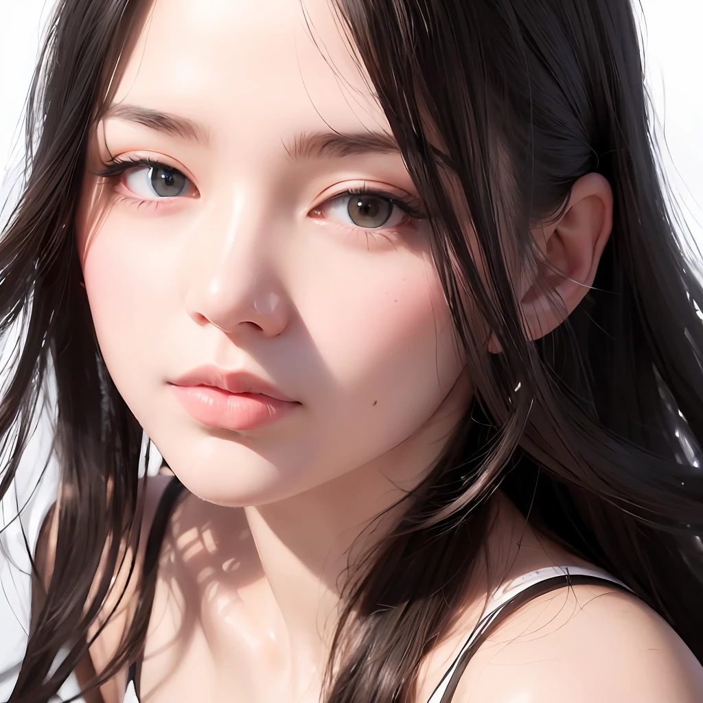 (masterpiece),(masterwork, best quality, ultra realistic, ultra detailed, high res,  8k, RAW photo, photo realistic (soft shadows + realistic skin texture)),

((1girl)), beautiful girl, 18 years old, small breasts, pale skin, cherry blossom tattoo breast, very long hair,  hair over one eye, black hair, 
Black dress,
,( face shot, (close up), face focus), (white background:1.4), photorealistic, photo, photorealism,  photorealistic digital art trending on Artstation 8k HD high definition detailed realistic, detailed, skin texture, hyper detailed, realistic skin texture, armature, best quality, ultra high res, (photorealistic:1.4),, high resolution, detailed, raw photo,