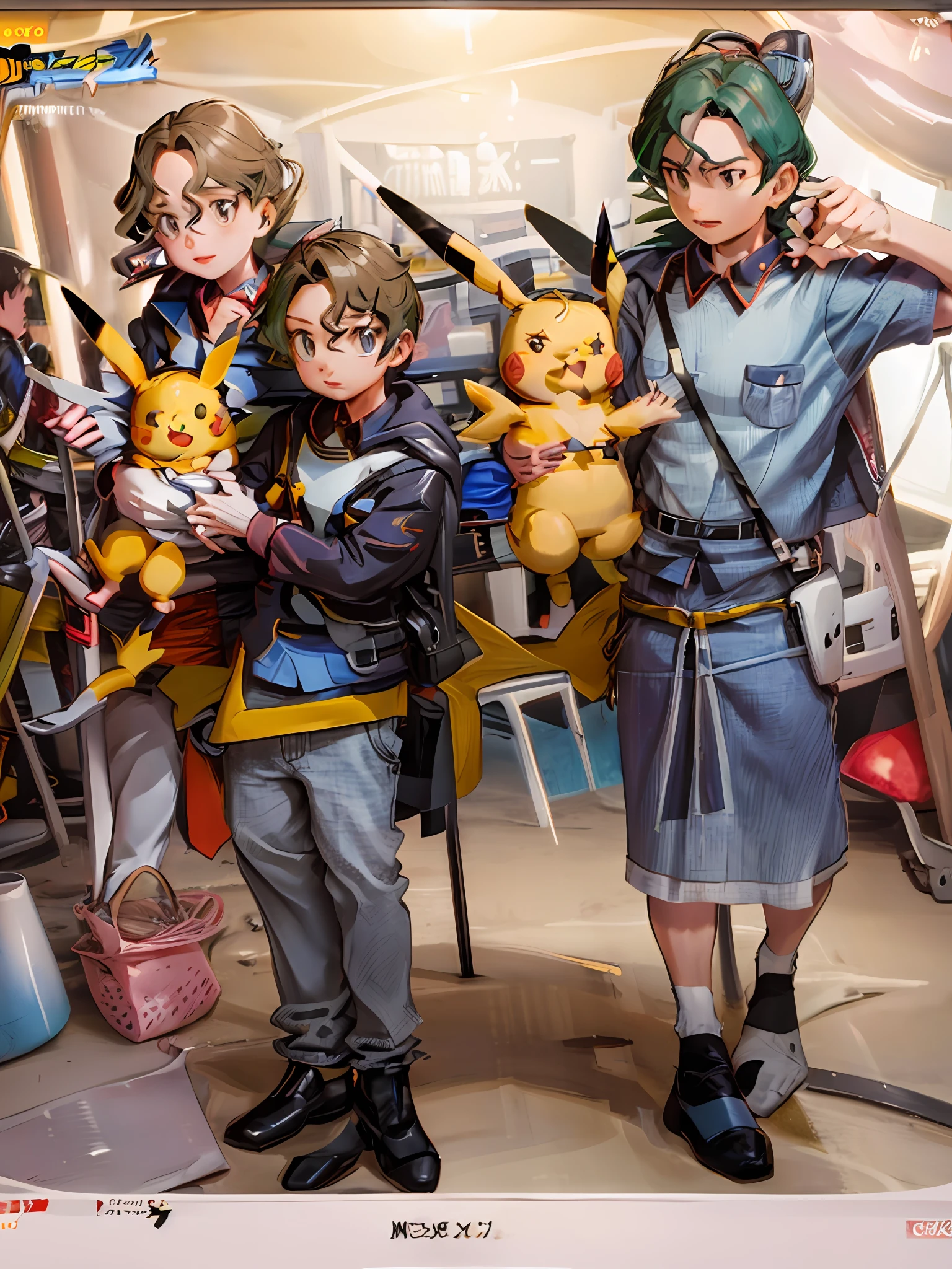 pokemon\(pikachu\), 1boy, solo,muscular TRADING CARD