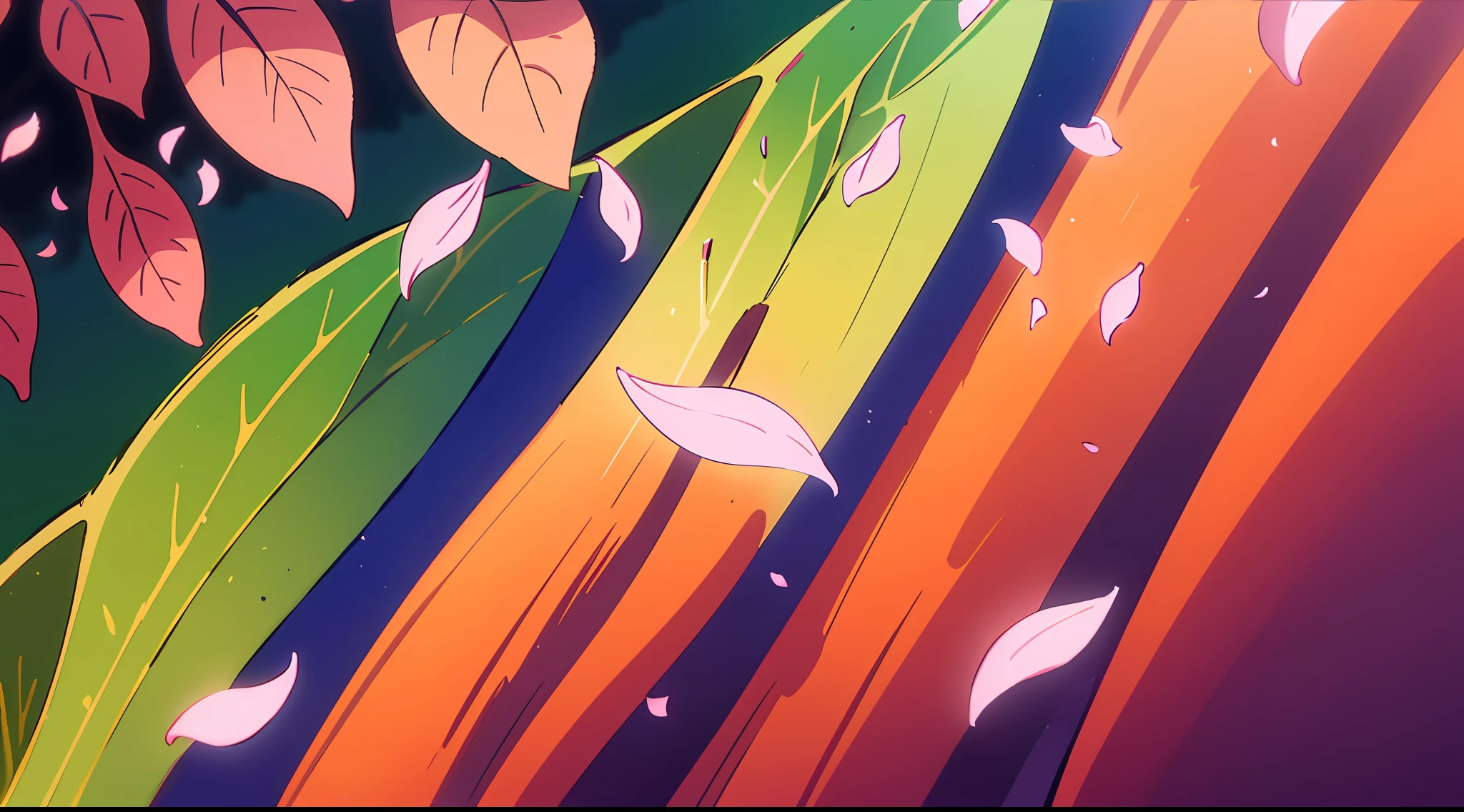 Masterpiece, best quality, (best quality), (best illustration), (best shadows) Nature's delicate leaves petals of various colors falling in the air light Tracking, super detailed --v6