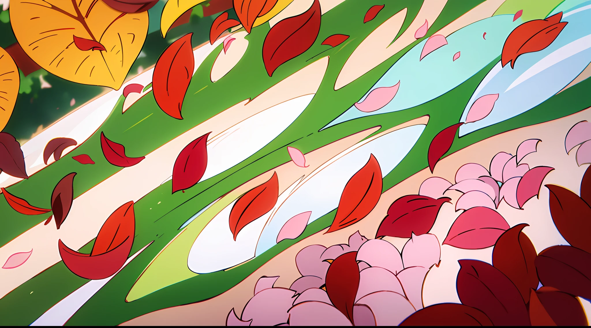 Masterpiece, best quality, (best quality), (best illustration), (best shadows) Nature's delicate leaves petals of various colors falling in the air light Tracking, super detailed --v6