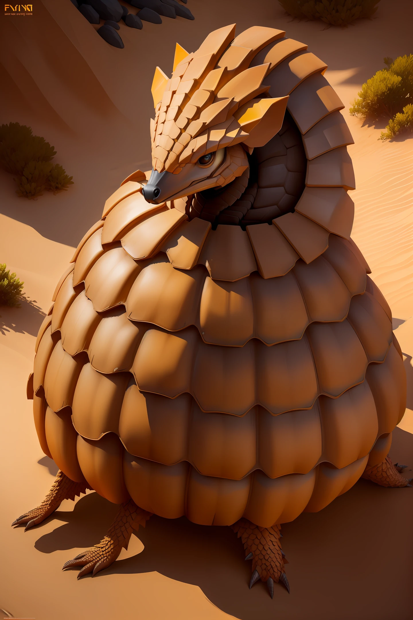 anthill skin shaped like a pangolin, mechanic, gaming, 4K, skin, top down view, boxformat