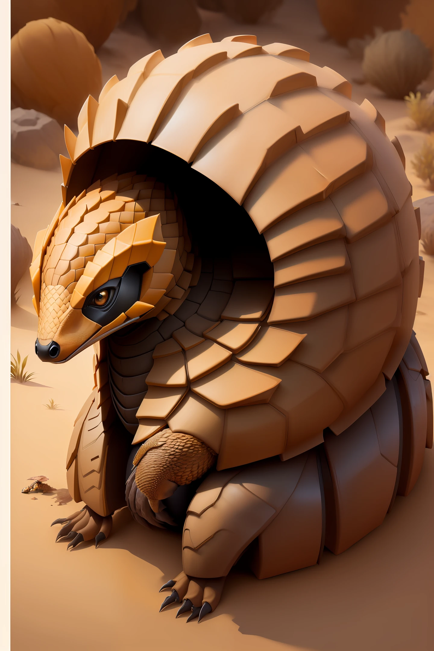 anthill skin shaped like a pangolin, mechanic, gaming, 4K, skin, top down view, boxformat