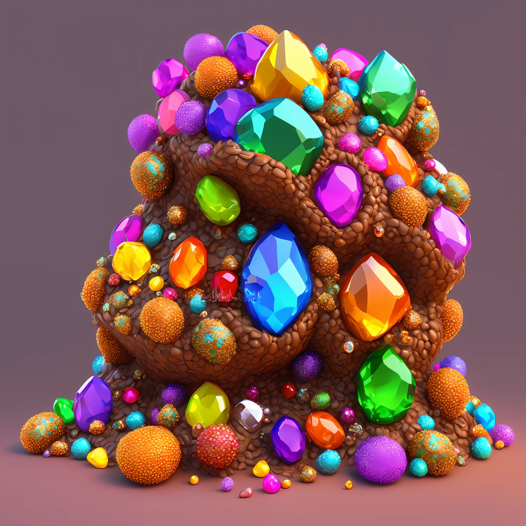 3d anthill shaped with colorful precious gems, realistic, fantasy atmosphere