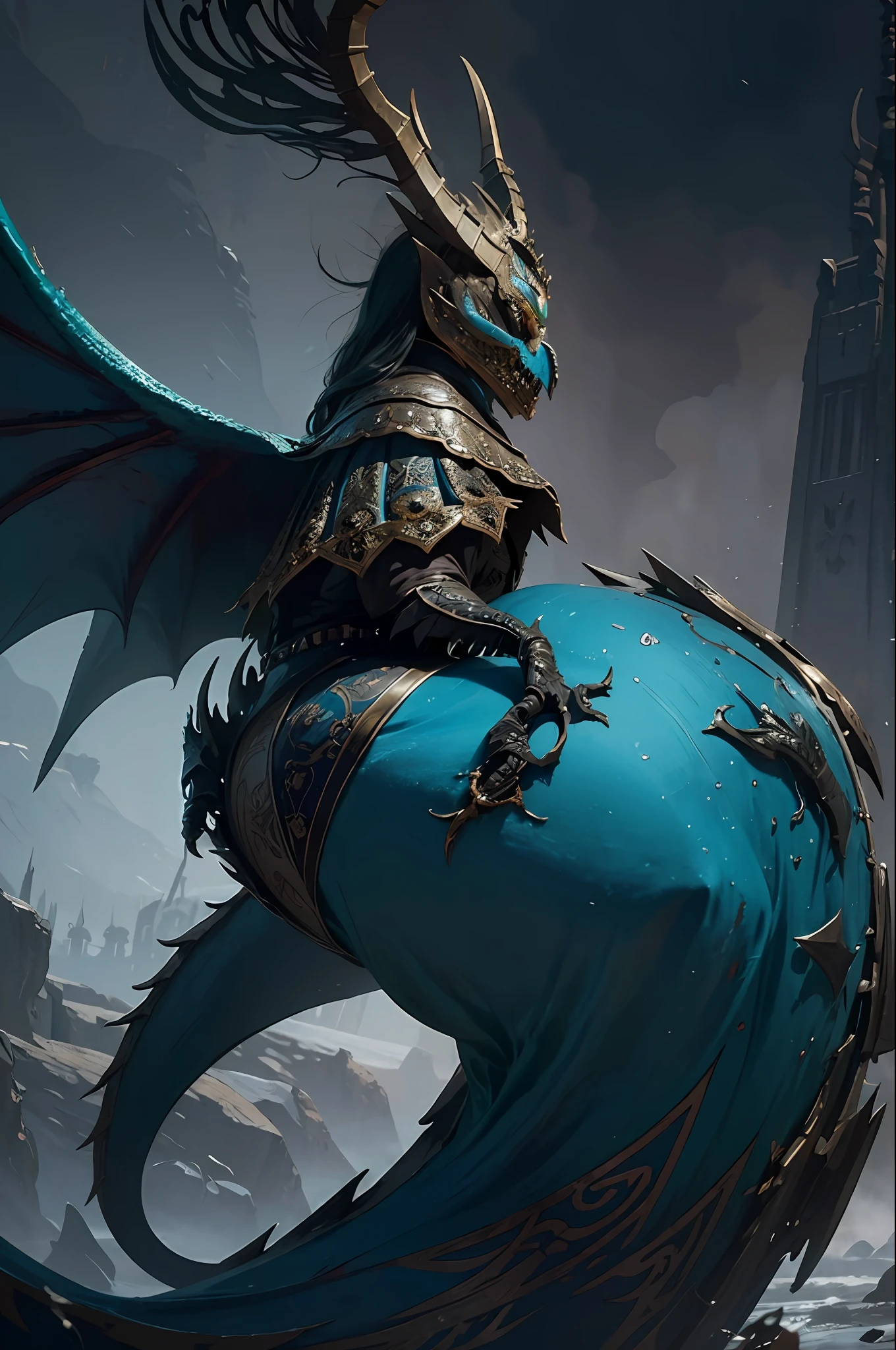 Emperatriz dragon (total war Warhammer) shiny armor, brave, Subtle narrative, enigmatic atmosphere, atmospheric perspective, fluid movement, ethereal quality, solo, low fantasy, vivid brushstrokes, striking composition, psychedelic images,