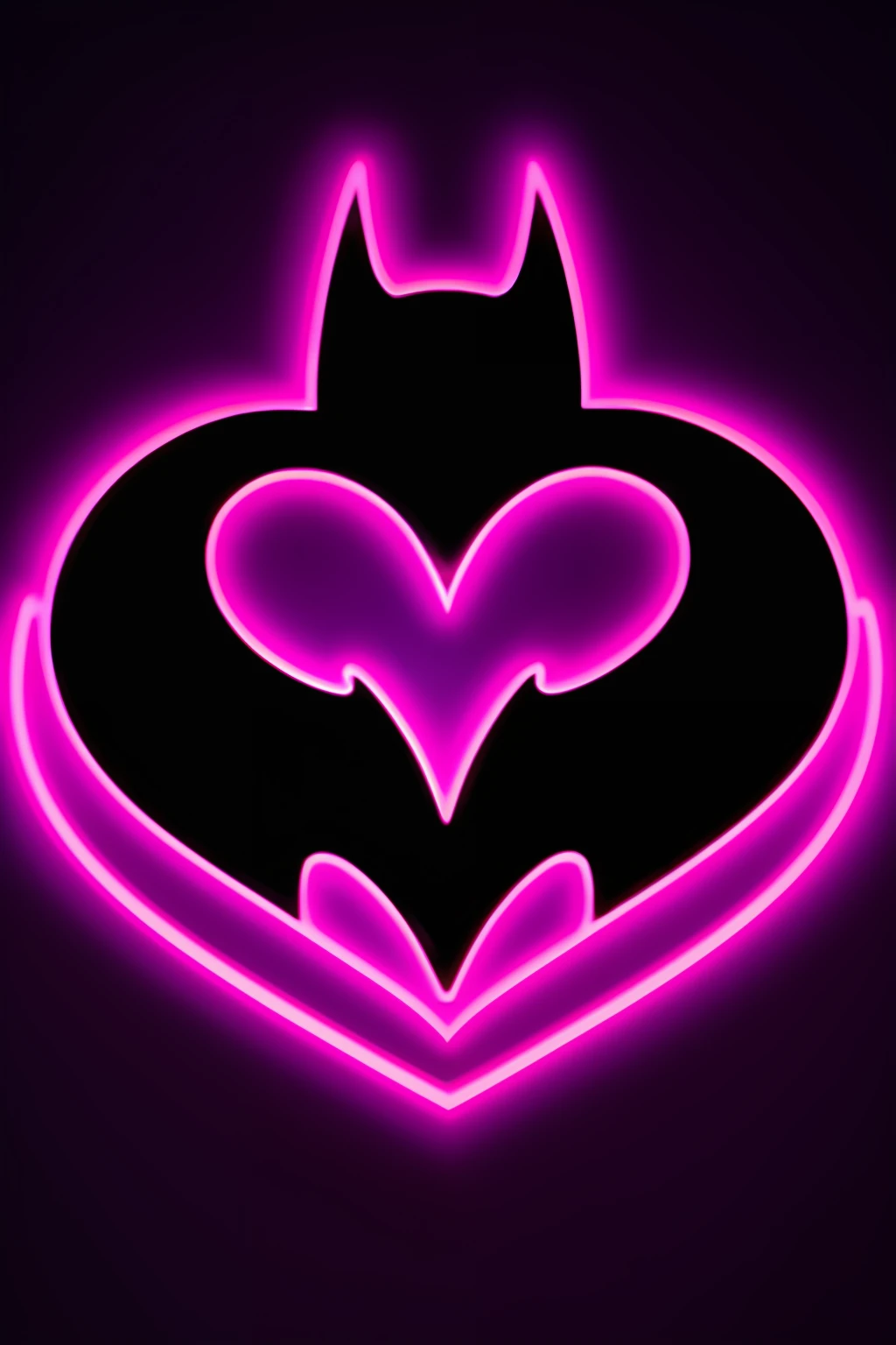 valentine's day batman logo, original heart shaped batman logo with sayings ((I love you)), background is gotham night sky and neon lights, detailed, high definicion, ultra resolution, Fujifilm XT3, Dark ilumination, intensity, dramatic, romantic, 64k,