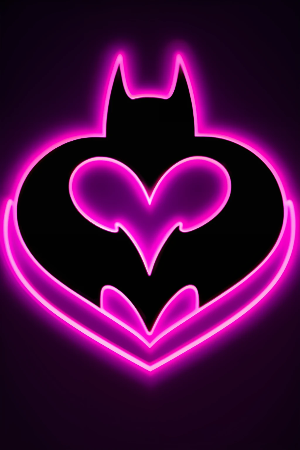valentine's day batman logo, original heart shaped batman logo with sayings ((I love you)), background is gotham night sky and neon lights, detailed, high definicion, ultra resolution, Fujifilm XT3, Dark ilumination, intensity, dramatic, romantic, 64k,