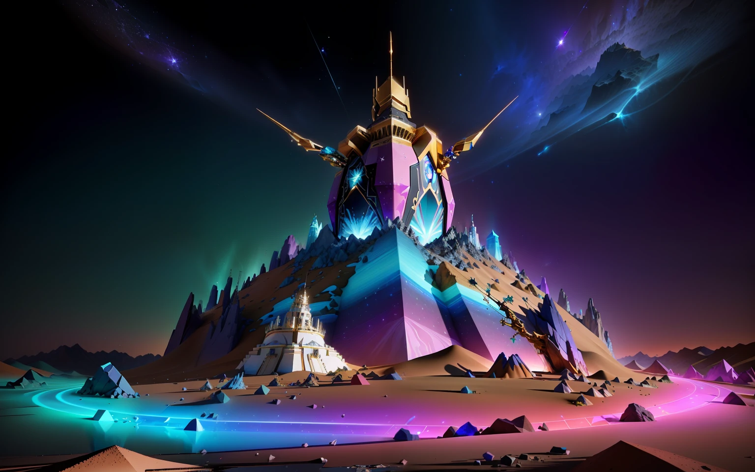 Sagittarius design ant hill, with colorful crystals, with some visual effects, fantasy, 3D , Hd, HdR , 4k upscale, v--4.
