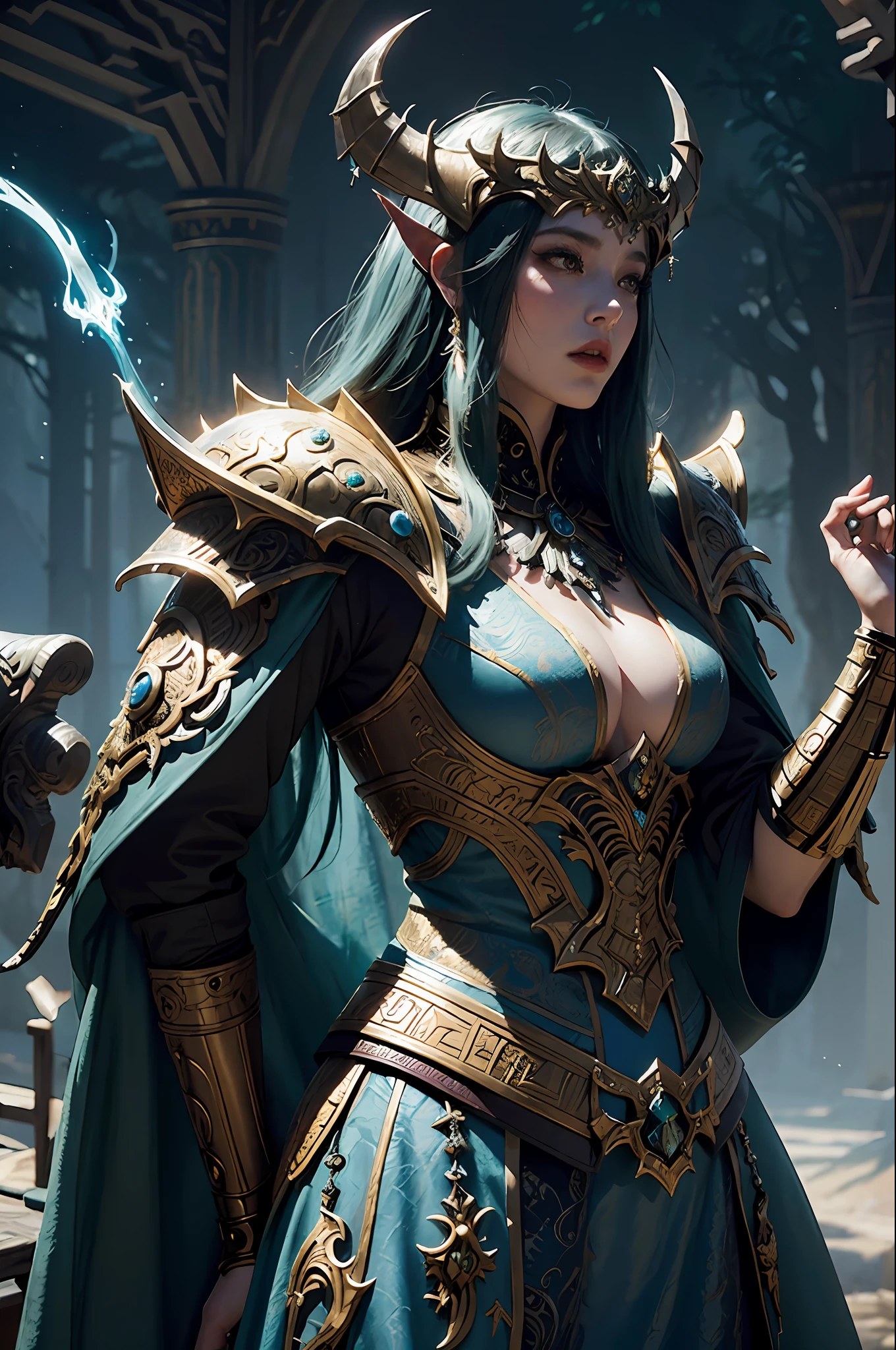 The castle of the Emperatriz dragon (total war Warhammer) shiny armor, brave, subtle narrative, enigmatic atmosphere, atmospheric perspective, fluid movement, ethereal quality, solo, low fantasy, vivid brushstrokes, striking composition, psychedelic images, night, dynamic lights, ancient china style