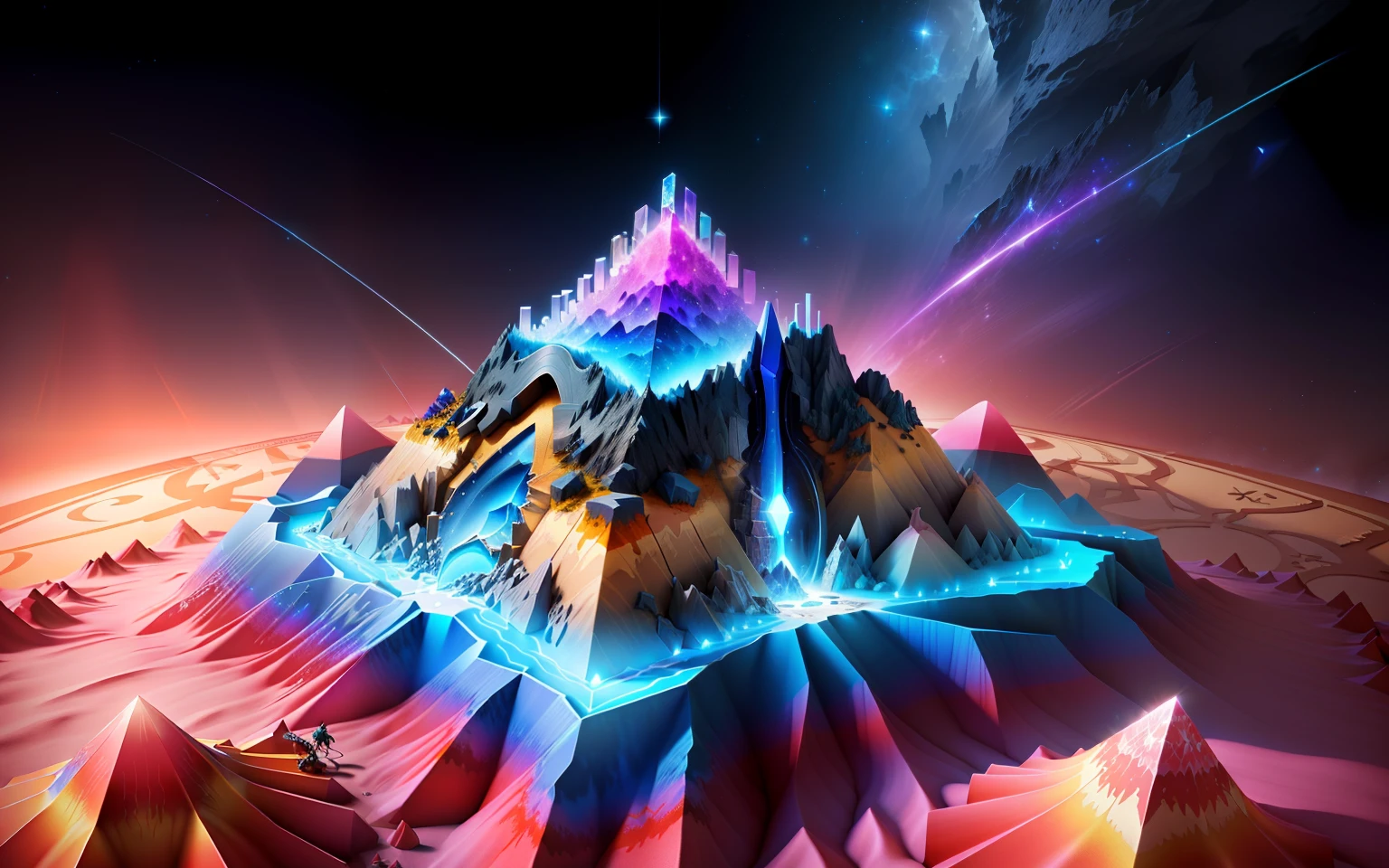 Sagittarius design ant hill, with colorful crystals, with some visual effects, fantasy, 3D , Hd, HdR , 4k upscale, v--4.