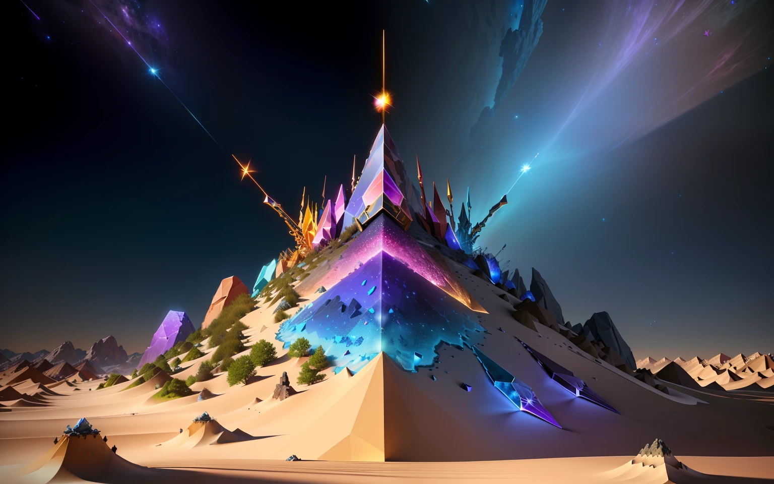 Sagittarius design ant hill, with colorful crystals, with some visual effects, fantasy, 3D , Hd, HdR , 4k upscale, v--4.