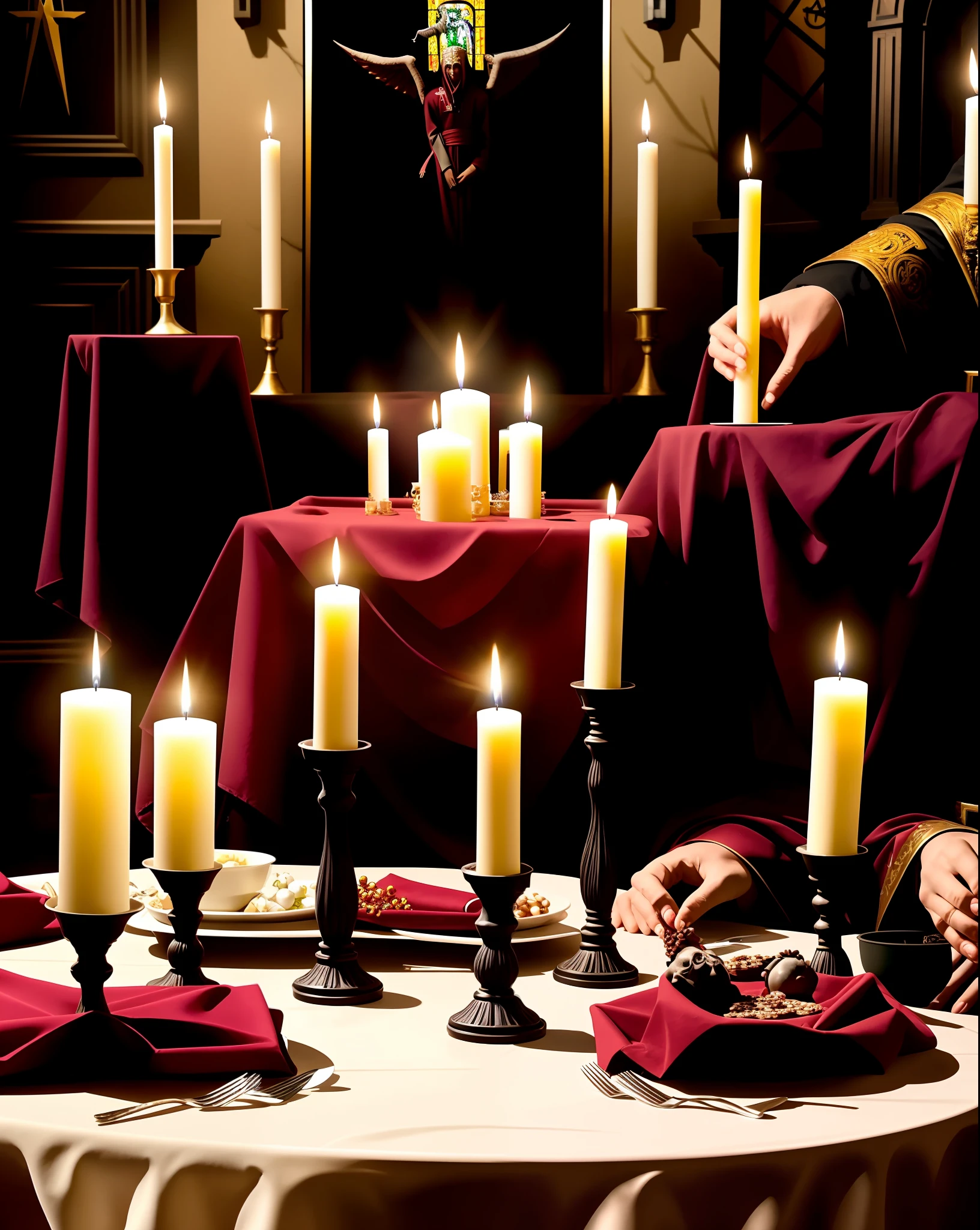 Reproduce the picture of Holy Communion with Satanists sitting at the table