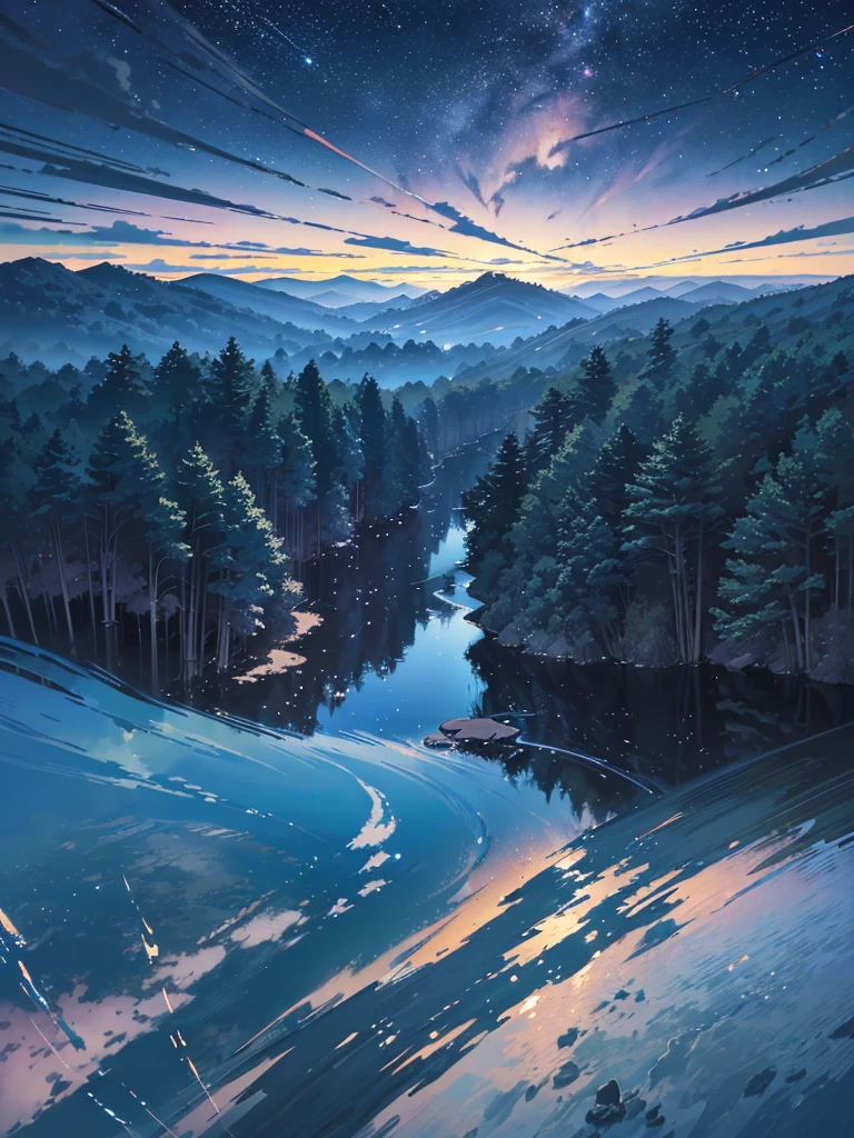 Summer, Makoto Shinkai's concept art, tumblr, magic realism, beautiful anime scenes, beautiful skies. by makoto shinkai, ( ( makoto shinkai ) ), anime background art, anime backgrounds, Makoto Shinkai's style, anime movie backgrounds, galaxy express, no humans. --v6