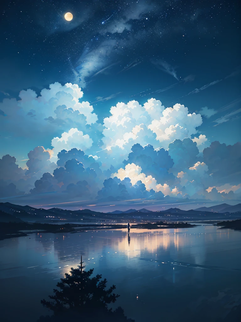 Summer, Makoto Shinkai&#39;s concept art, tumblr, magic realism, beautiful anime scenes, beautiful skies. by makoto shinkai, ( ( makoto shinkai ) ), anime background art, anime backgrounds, Makoto Shinkai&#39;s style, anime movie backgrounds, galaxy express, no humans. --v6