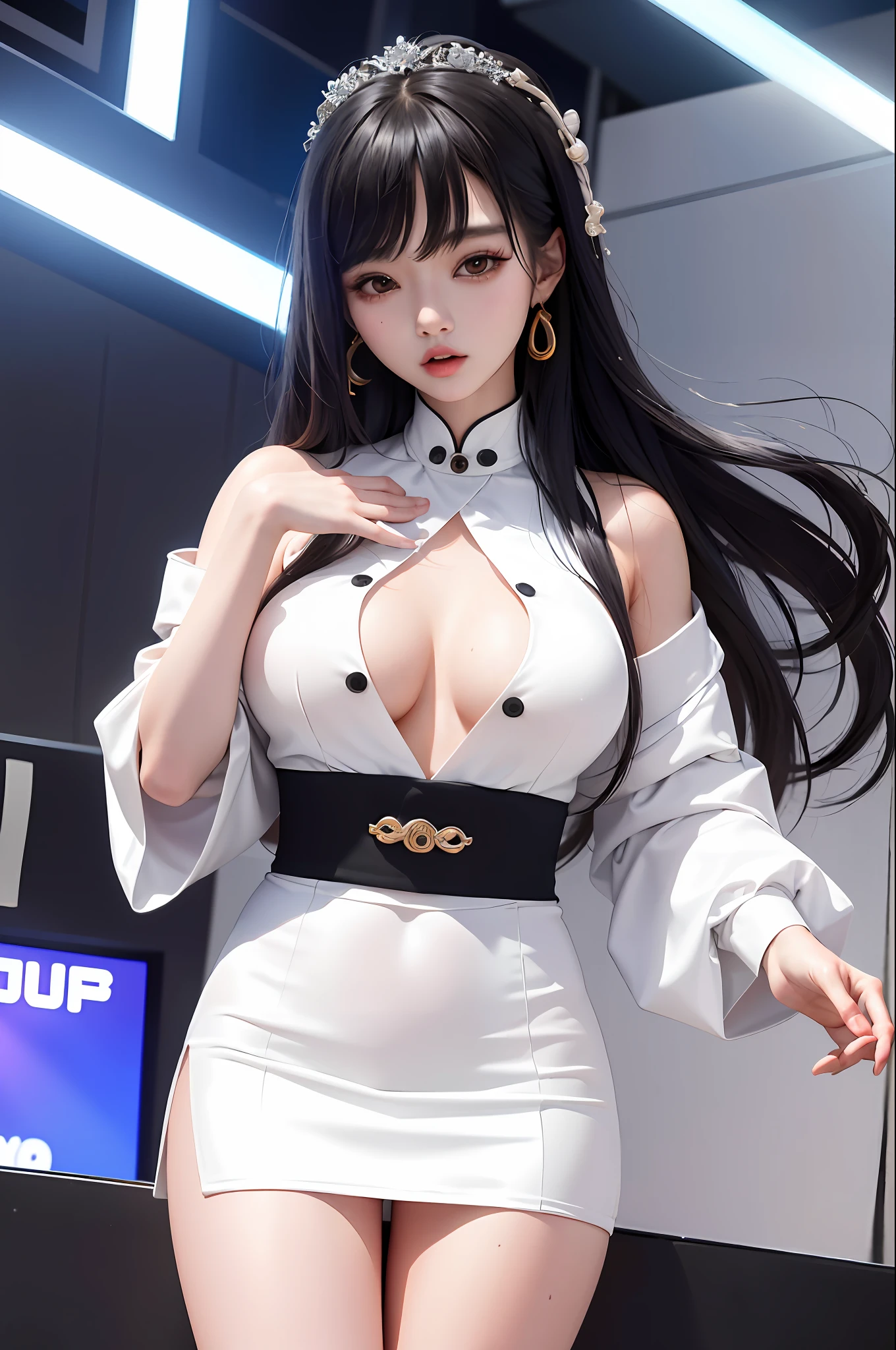 1 Korean cute girl, (21 years old Korean cute girl: 1.2), (kpop idol: 1.2), (Korean beauty: 0.8), (Korean mixed race), (big breasts),