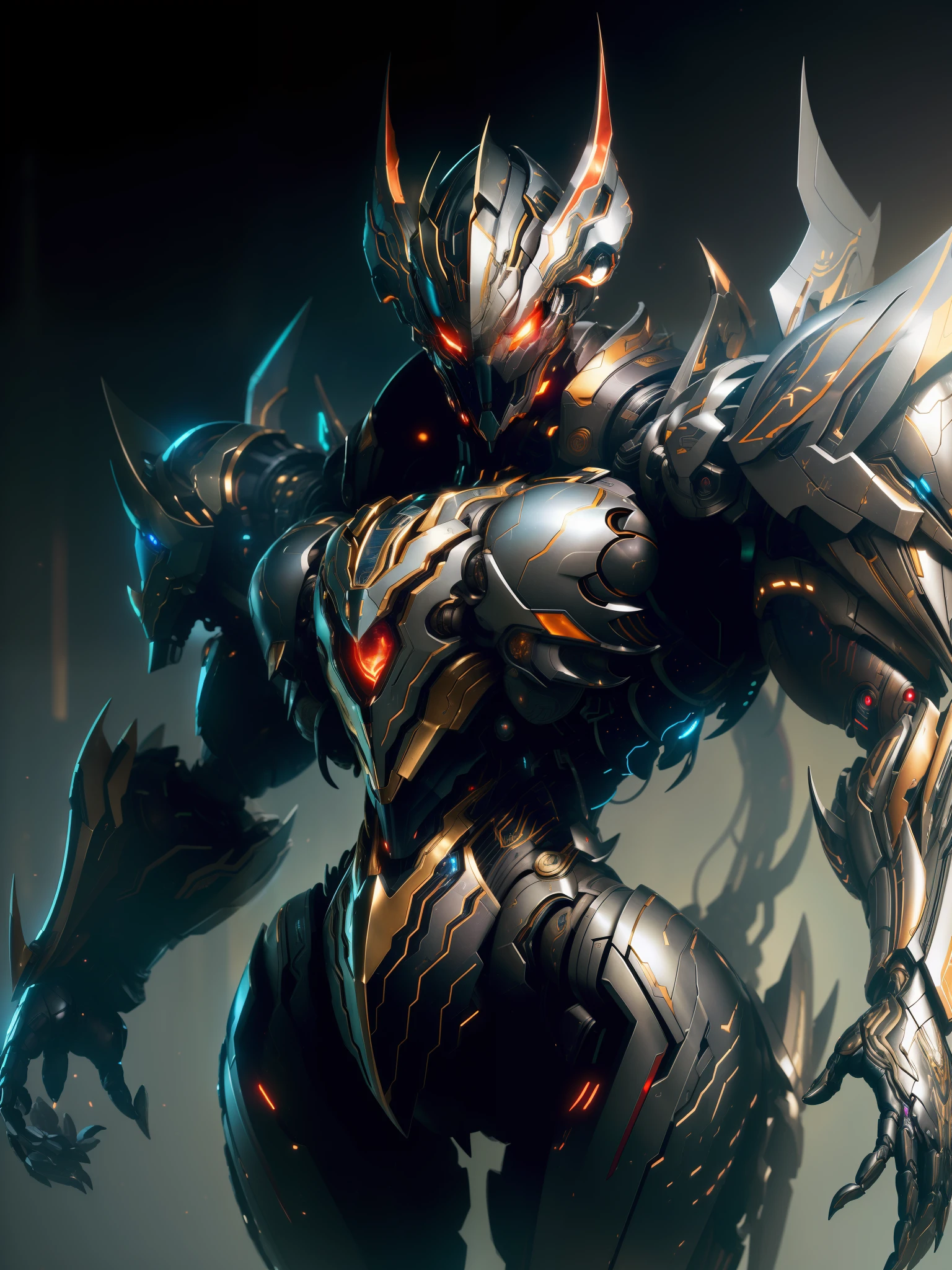 (masterpiece:1.2), best quality, high resolution, unity 8k wallpaper, (illustration:1.0), beautiful detailed, extremely detailed, perfect lighting, extremely detailed CG,glowing eyes,
Mech,armor,full_armor,warframe,horns, fake horns, red eyes, global ray tracing,dark_light,
looking at the viewer,solo,perspective,
