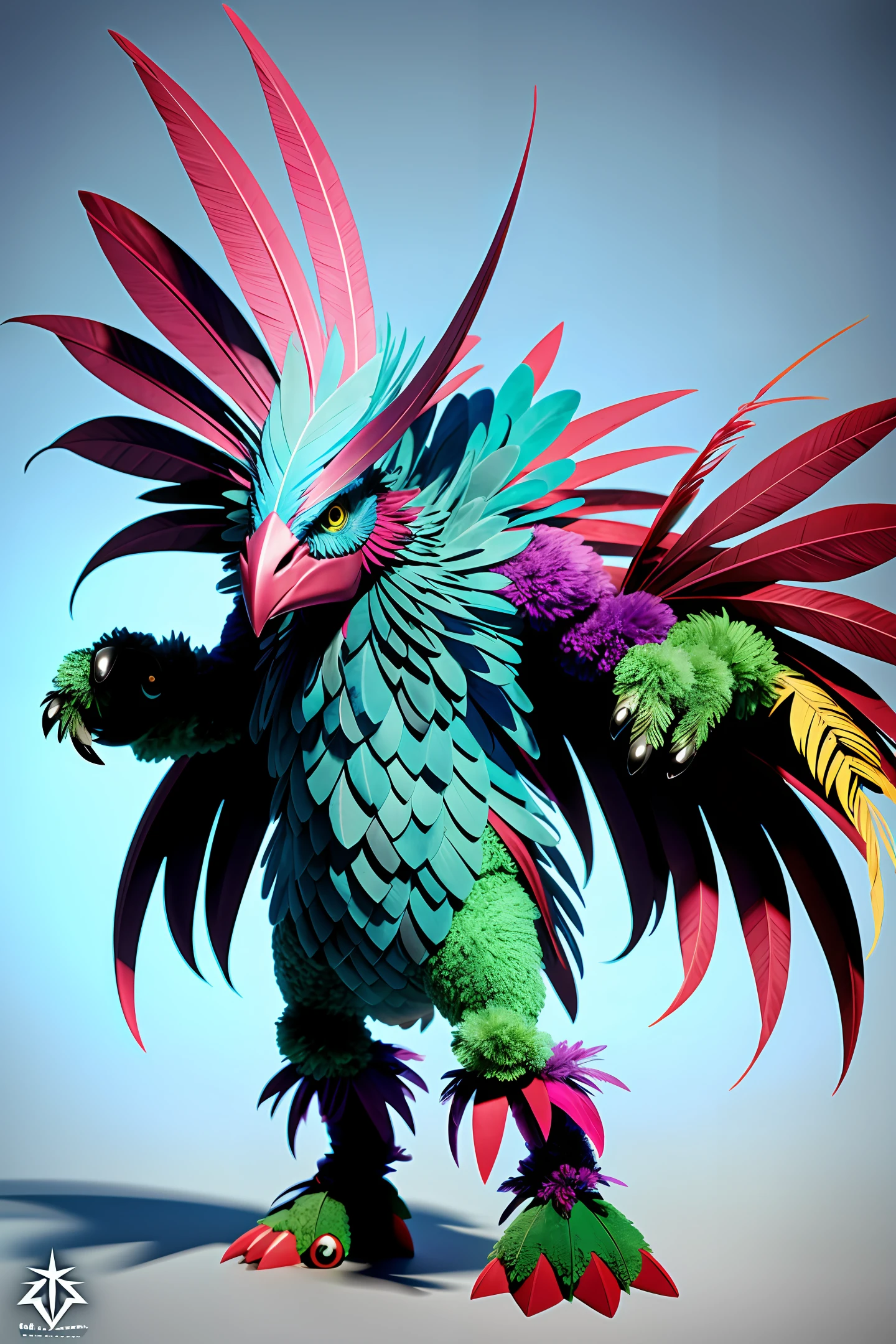 A fantz monster design, feathers, ultra detailed,