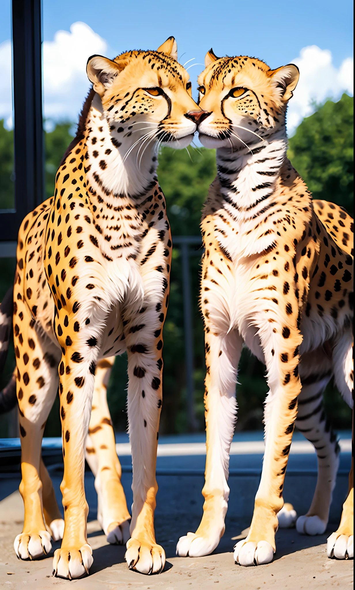 Two male cheetahs mate