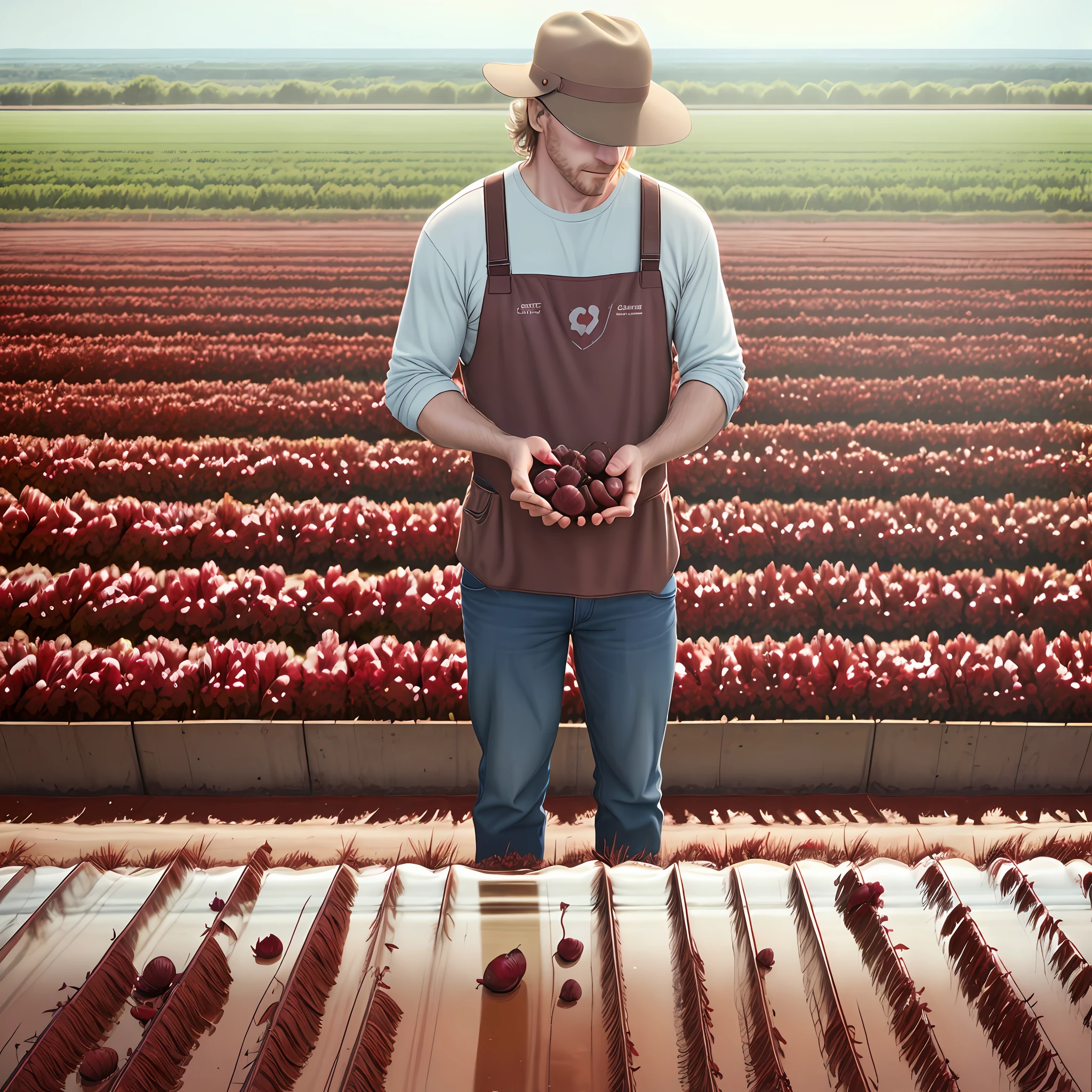 Dwight Scheute, picking beets on his farm