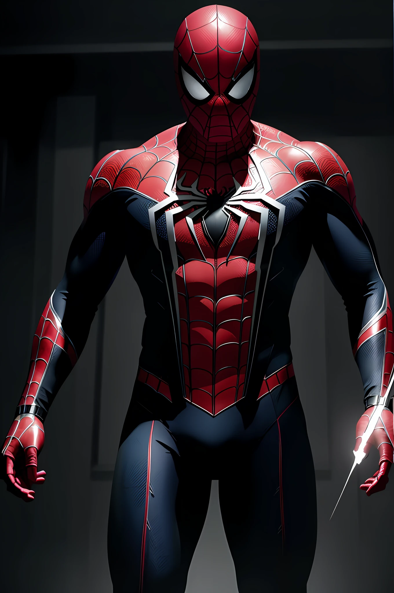 (8k, RAW photo, best quality, masterpiece: 1.2), ultra detailed, official art, photo-realistic: 1.37, spider man, black suit, spider in the center of your chest in white, organic looking clothing, gooey testura, symbiote, art, PS5 cinematic screenshot, highly detailed and detailed cinematic rendering, ultra photorealistic raytricing, with cinematic lightingaction pose