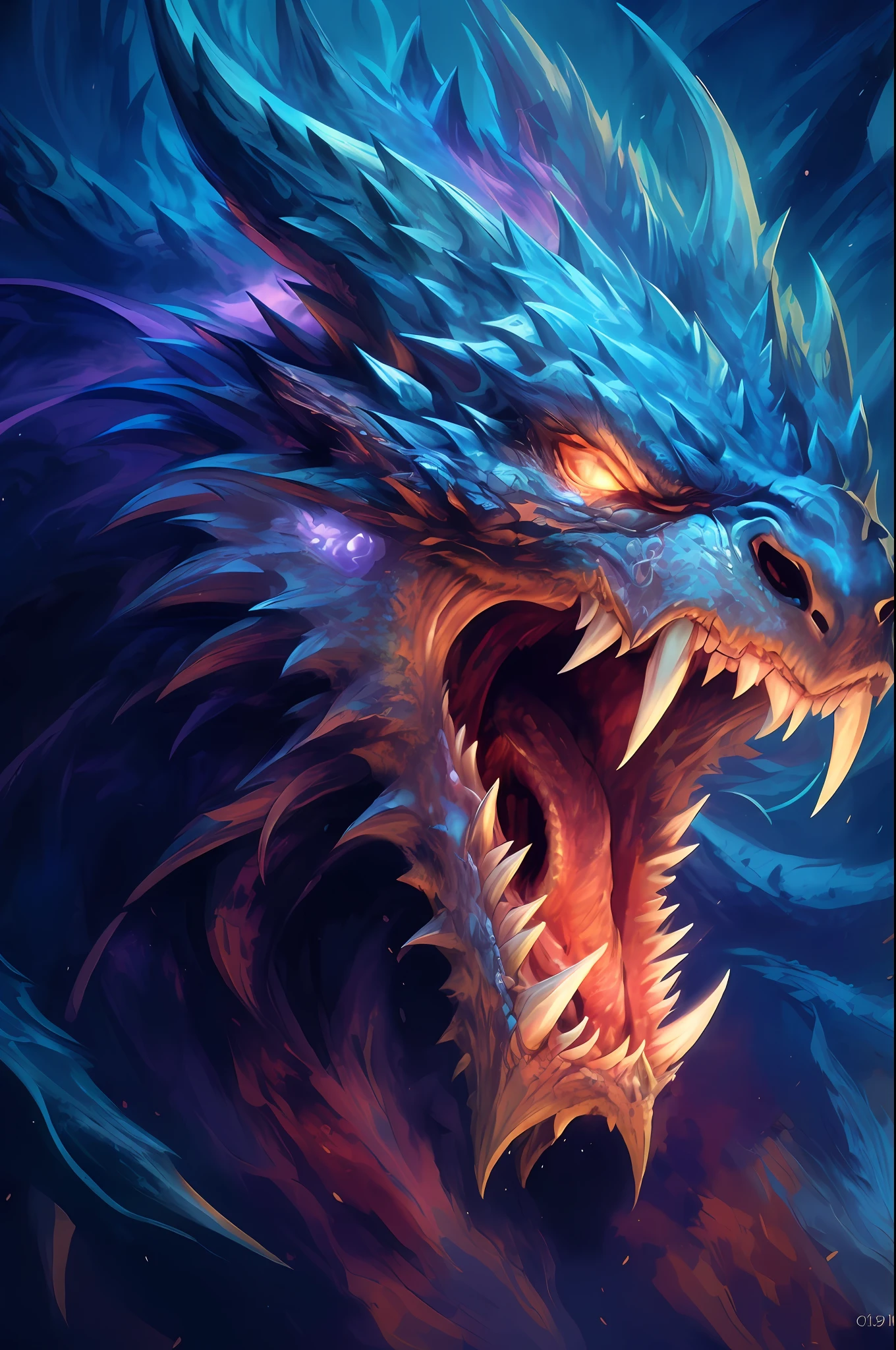 a close up of a dragon with its mouth open and its teeth wide open, dragon art, epic dragon, 4k fantasy art, blue dragon, epic fantasy digital art style, epic fantasy card game art, 4k detailed digital art, dragon portrait, epic fantasy art style hd, dragon vore art, wow 4 k detail fantasy, detailed digital 2d fantasy art