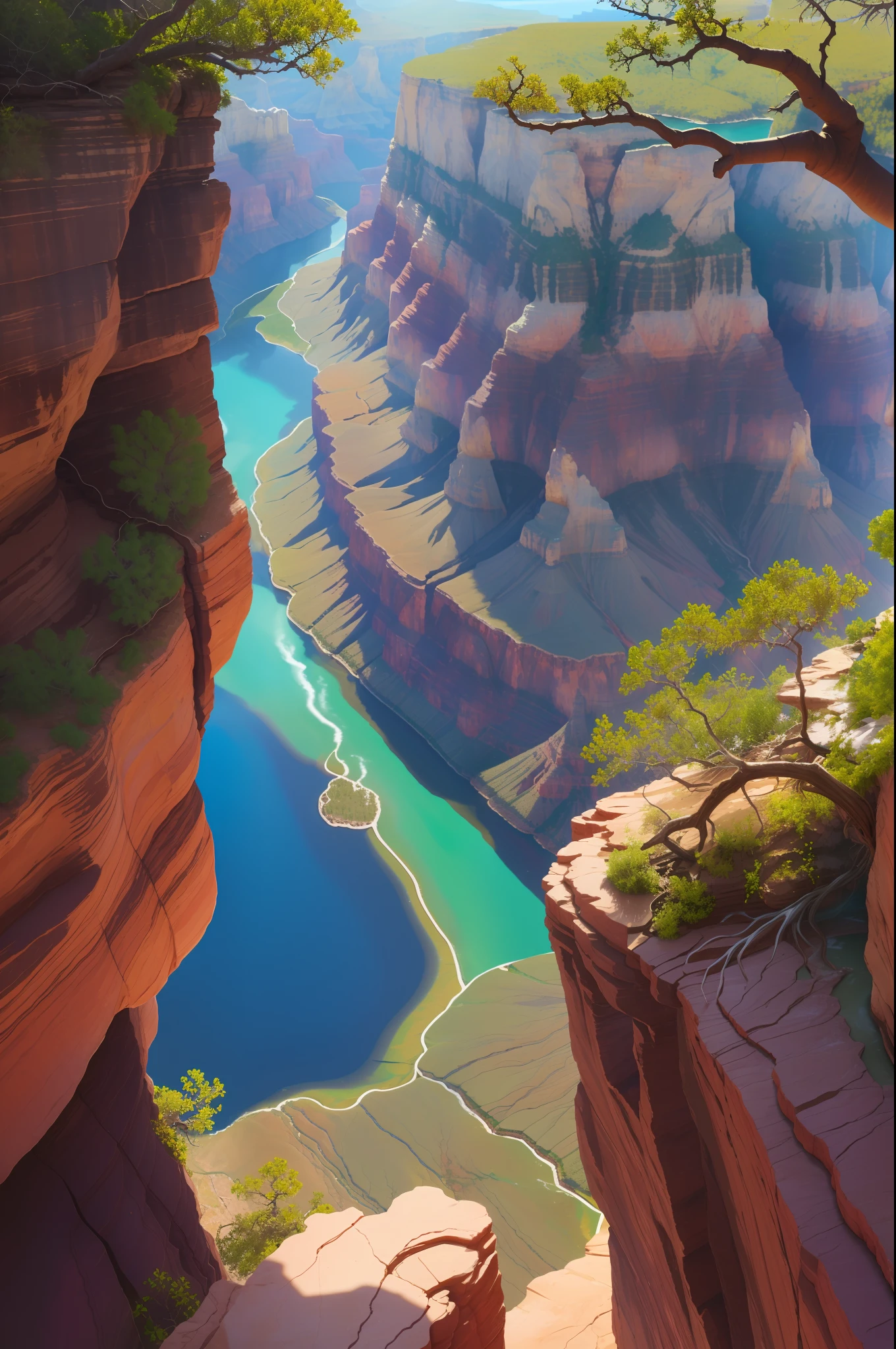 Grand Canyon waterfall, mangroves, unmanned, colorful,