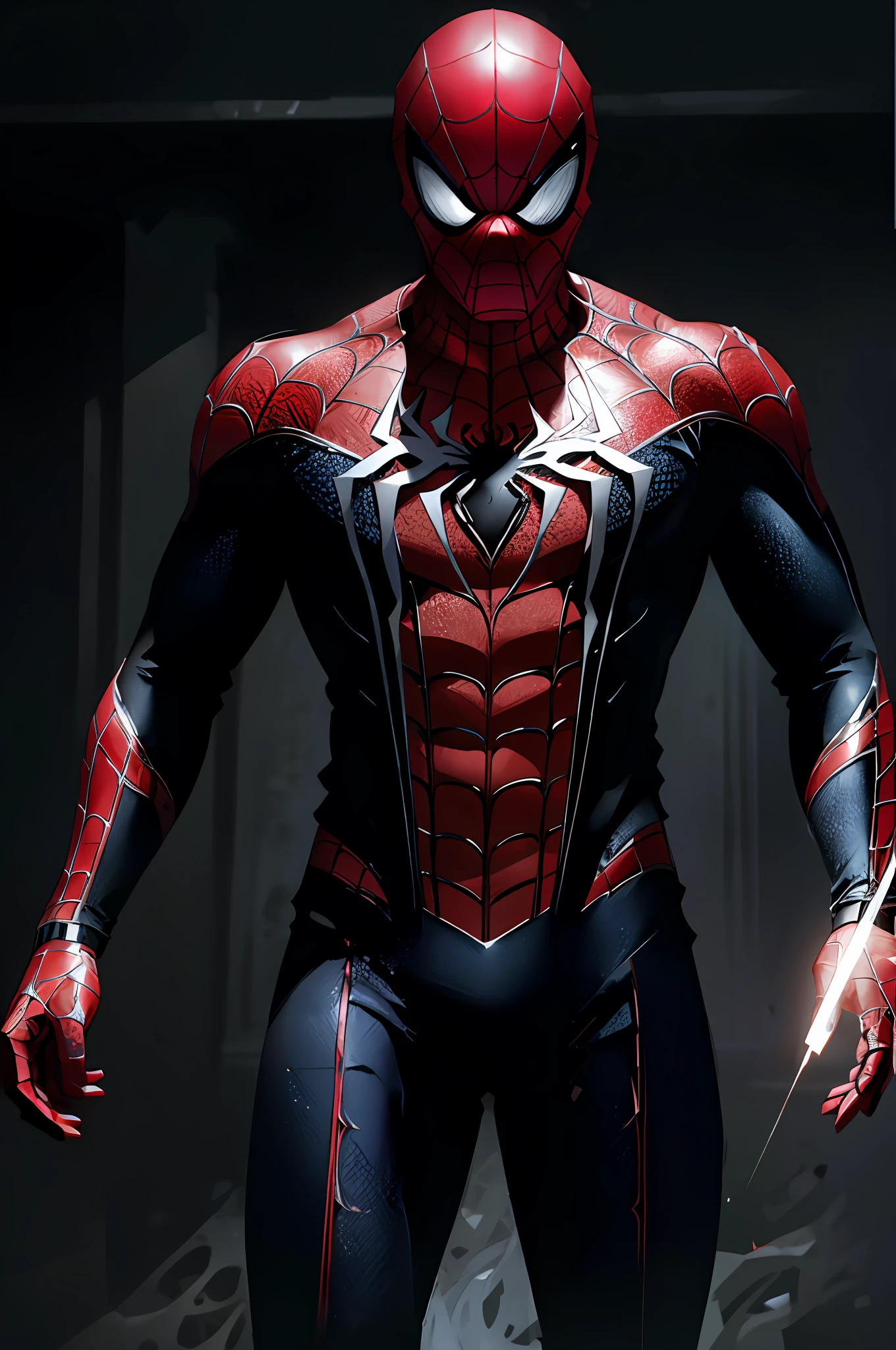 (8k, RAW photo, best quality, masterpiece: 1.2), ultra detailed, official art, photo-realistic: 1.37, spider man, black suit, spider in the center of your chest in white, organic looking clothing, gooey testura, symbiote, art, PS5 cinematic screenshot, highly detailed and detailed cinematic rendering, ultra photorealistic raytricing, with cinematic lightingaction pose