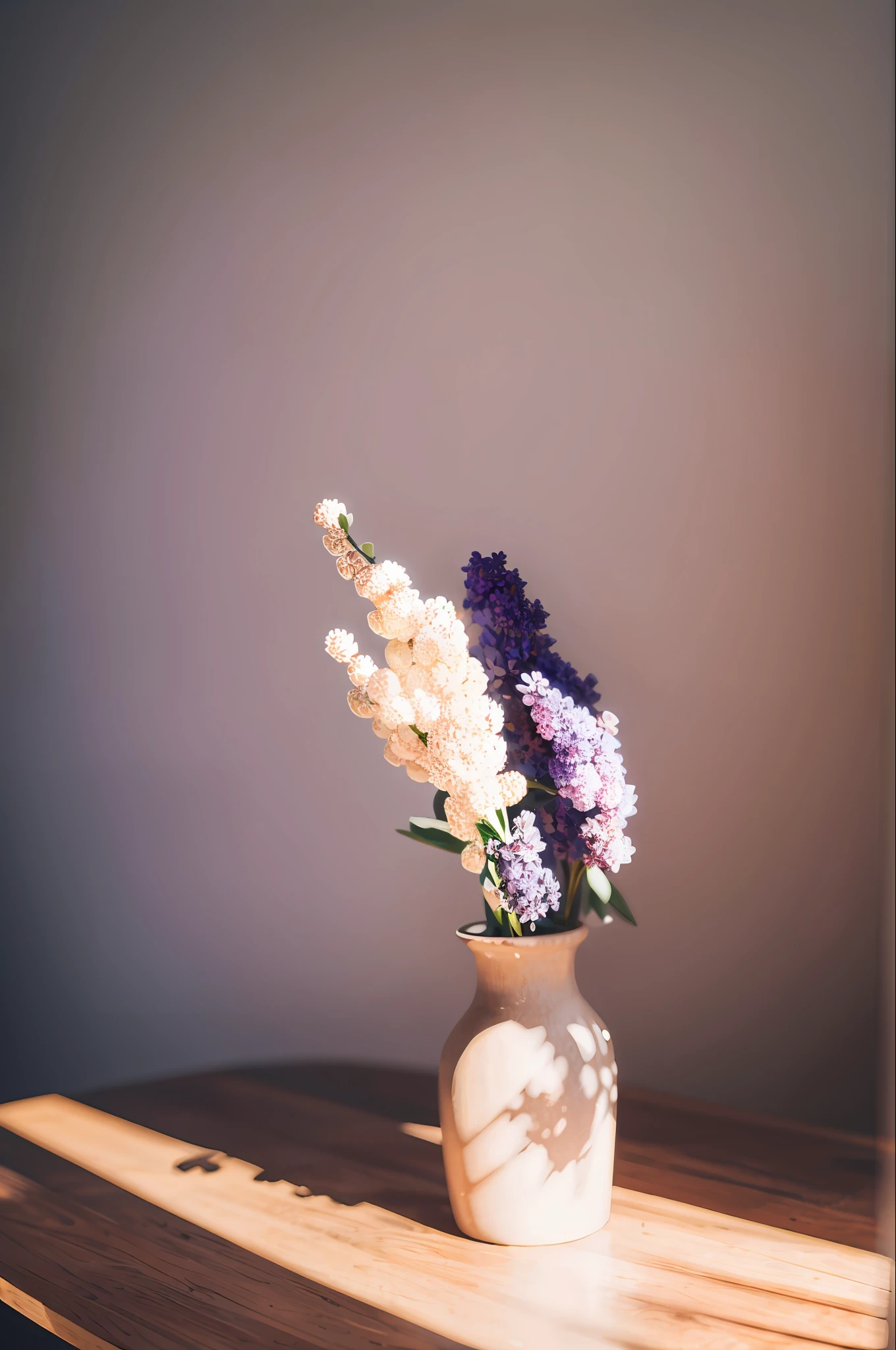 (masterpiece,best quality,highres,ultra_detailed:1.2),
simple background, still life, flowers,sunlight,rule of thirds,
lilac