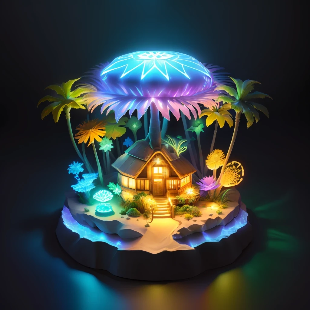 hologram fairy hut island anthill sand dollar palm tree led