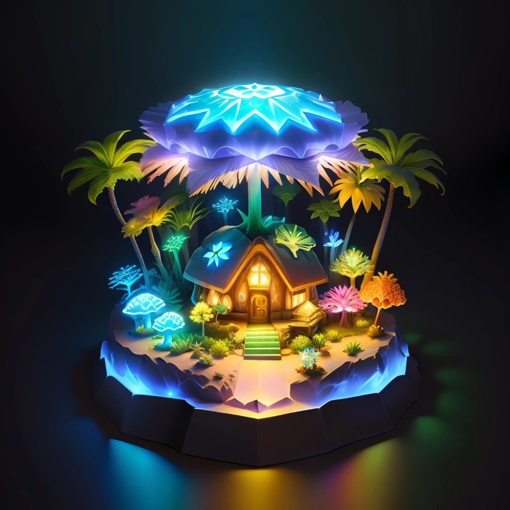 hologram fairy hut island anthill sand dollar palm tree led