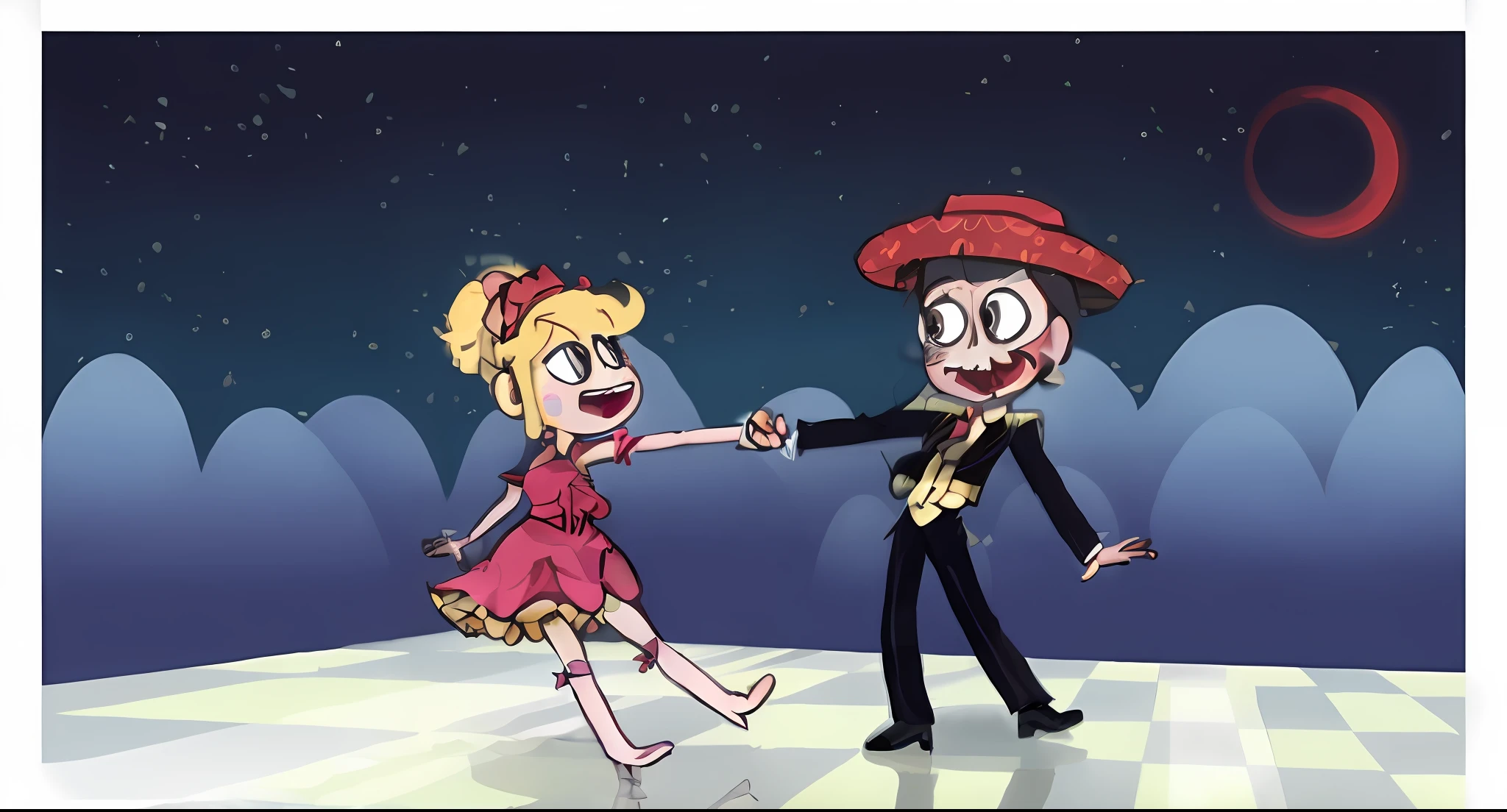 Two s, ballroom dancing, solid color background