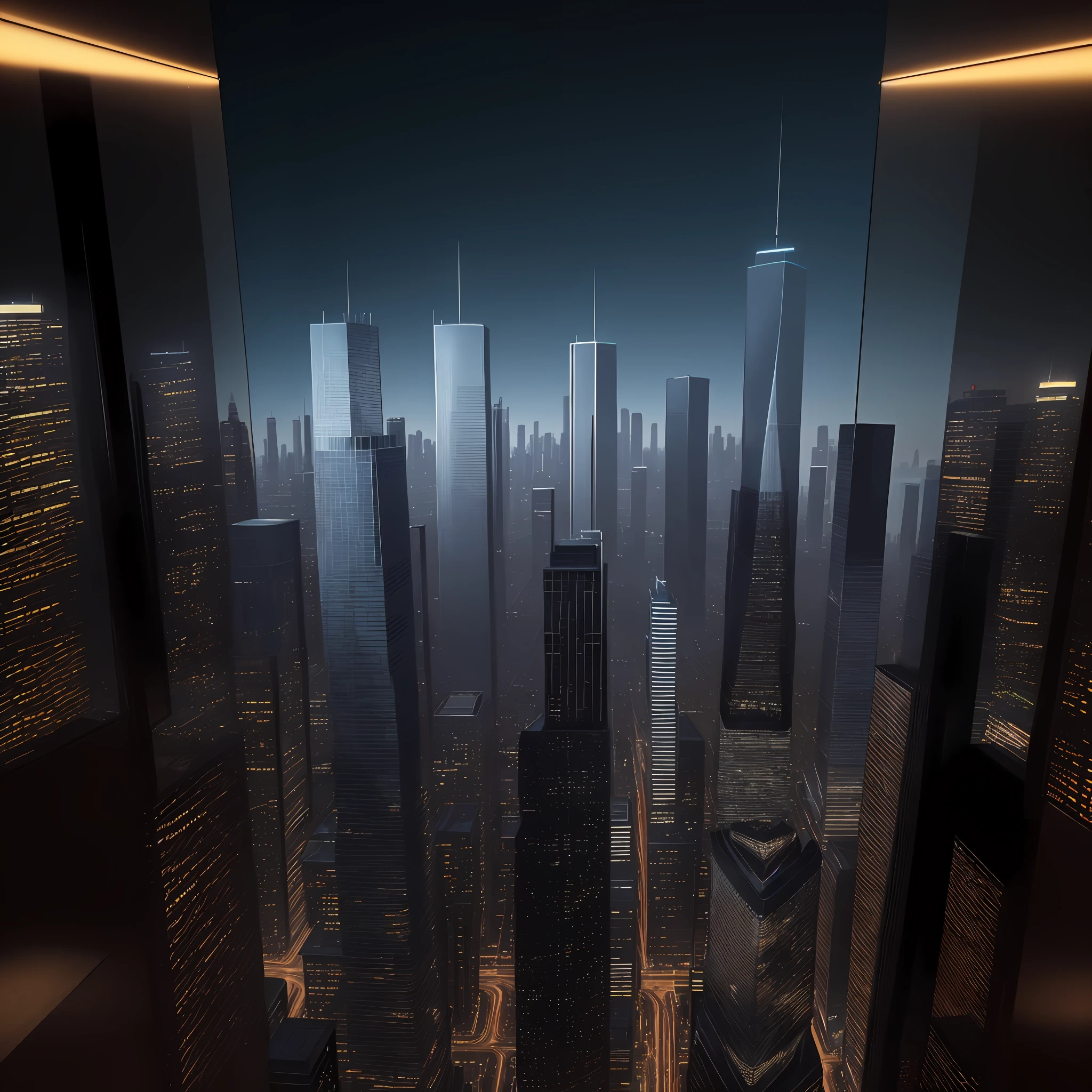 tall buildings in a city at night with street lights, a stock photo by Robert Koehler, shutterstock, realism, highrise business district, with tall glass skyscrapers, with shiny glass buildings, epic buildings in the center, beautifully lit buildings, full of glass facades, sky scrapers, modern buildings, highrise buildings