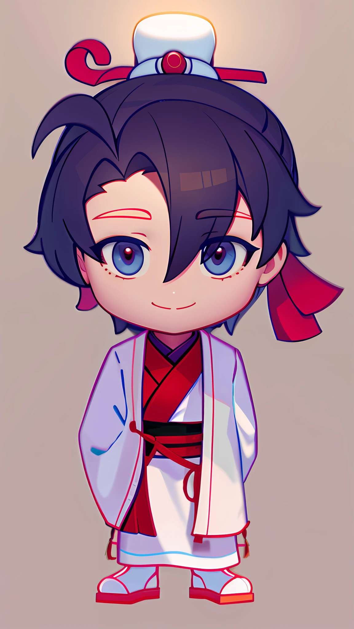 Q version, clay man, Chinese style, blender model, C4D, Octane rendering, cute, colorful, wearing Hanfu, digital art, front, HD, full body, 3D hair, beautiful eyes, big eyes