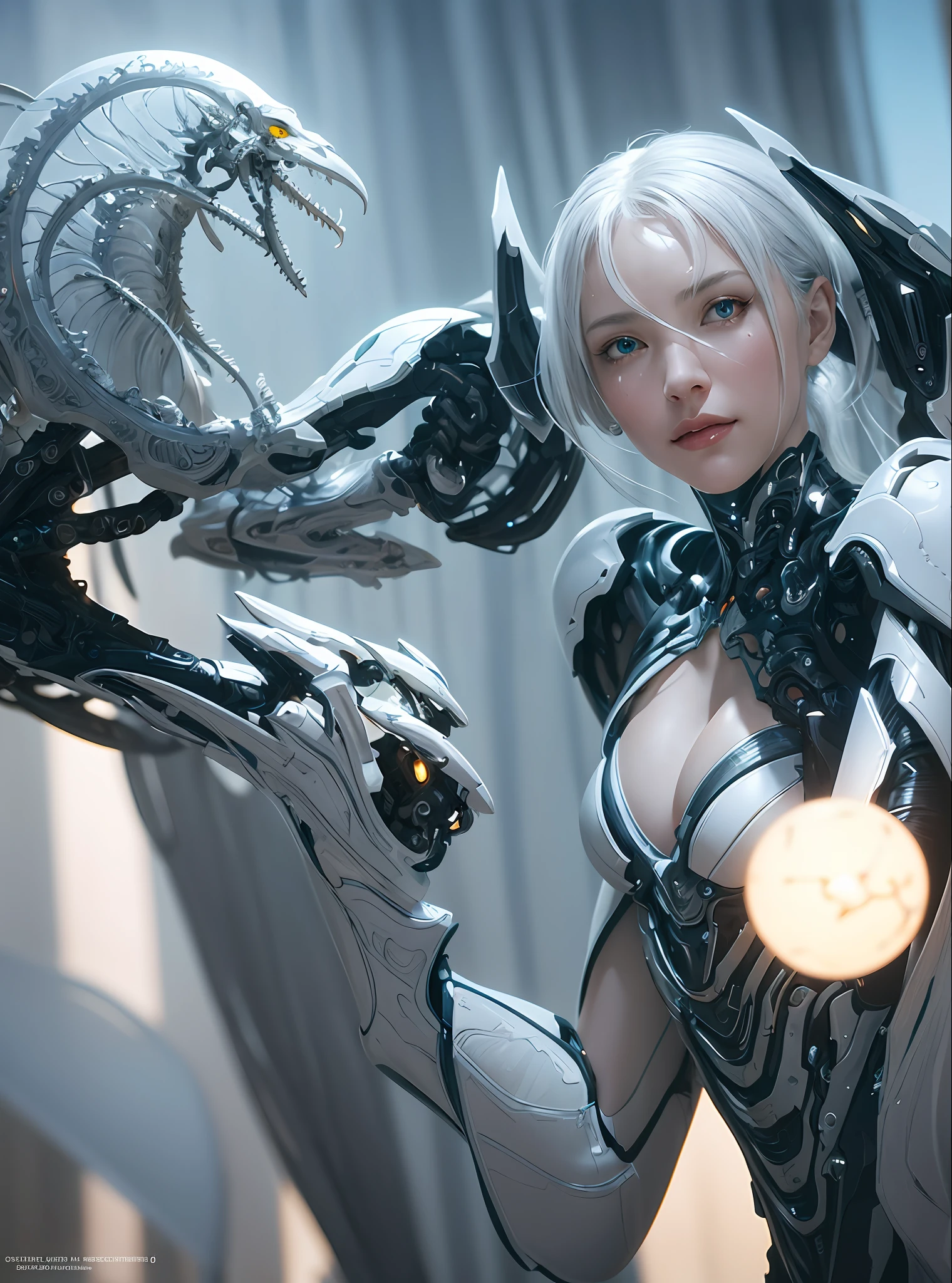 organic cyborg, white plastic, diffuse lighting, fantasy, intricate, elegant, highly detailed, lifelike, photorealistic, digital painting, artstation, illustration, concept art, smooth, sharp focus, art by John Collier and Albert Aublet and Krenz Cushart and Artem Demura, upper body