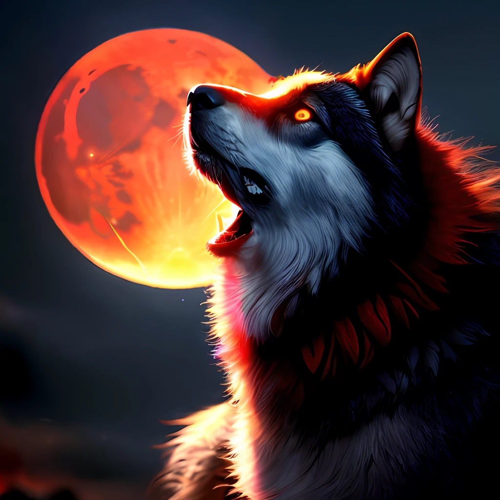 best quality, masterpiece,
a monster, god, holy, fog, big red bleeding eye and blood moon as background,
elden ring,wolf