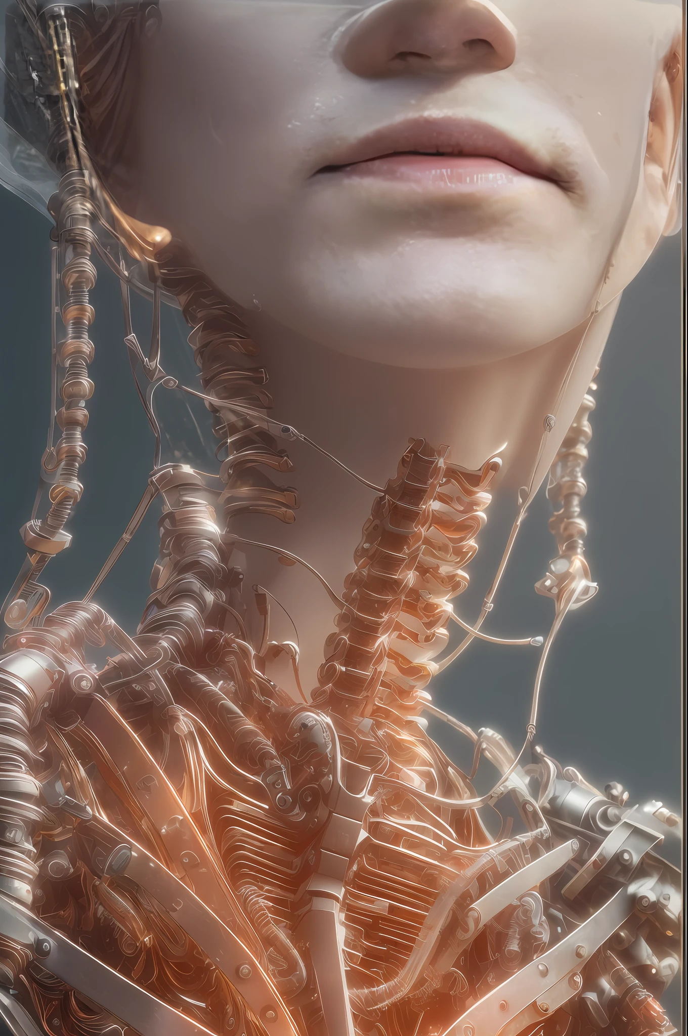 (((masterpiece))), ((best quality)), ((ultra-detailed)), (CG illustration), (an extremely delicate and beautiful)), (from side), cinematic light, ((1 mechanical dragon)), whole body, ((mechanical limb)), (machine-made joints). : 1.2), ((Mechanical Wings)), (Red Blood Vessels), (Mechanical Spine Connected to the Back), ((Mechanical Cervical Vertebrae Attached to the Neck)), (Wires and Cables on the Neck: 1.2), (Wires and Cables on the Head: 1.2), Sci-Fi, Extremely Fine, Colored, Thinnest