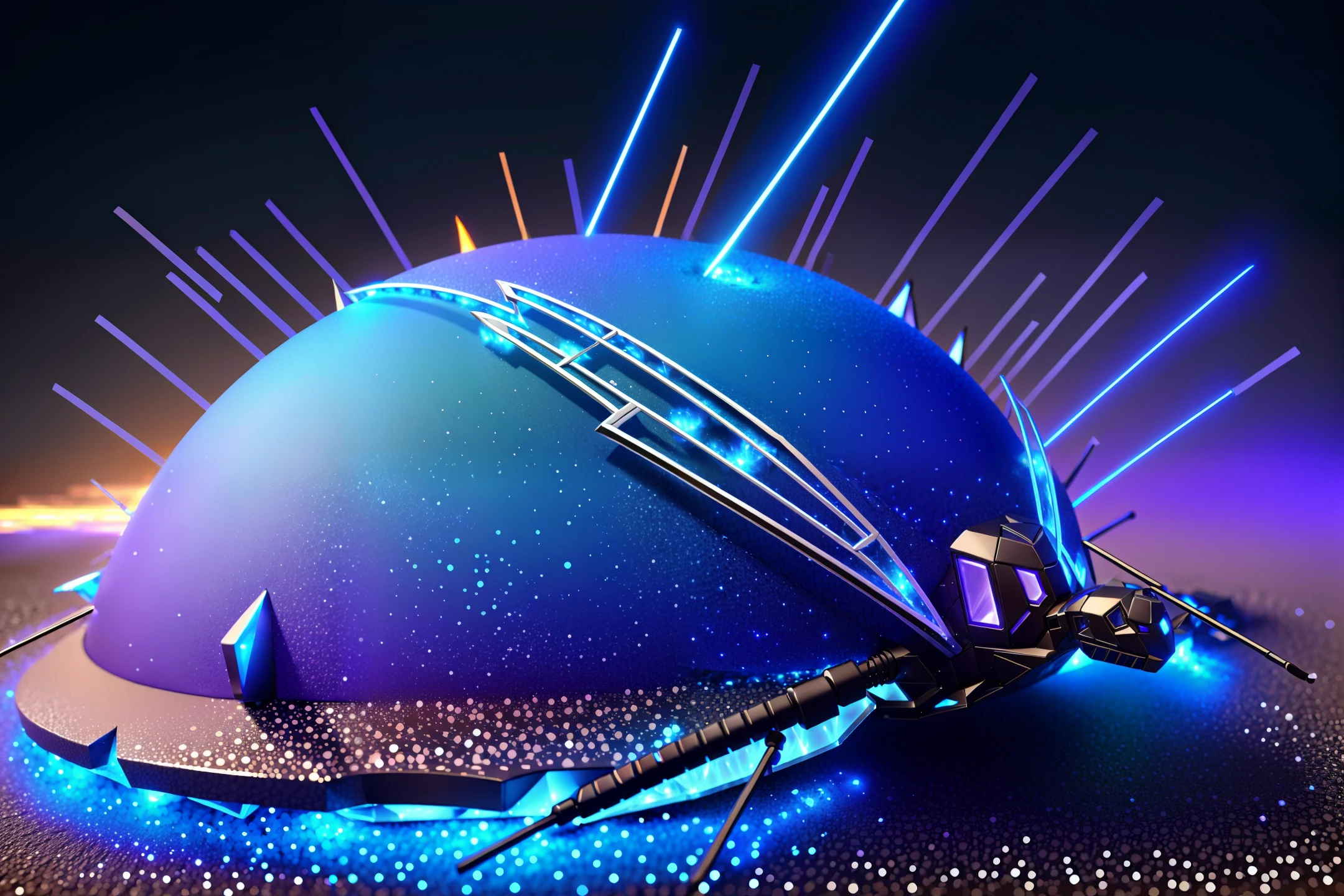 iced electric dragon style ant hill, with some lightning visual effects, glowing, fantasy, 3D, Hd, HdR, 4k upscale v--4.
