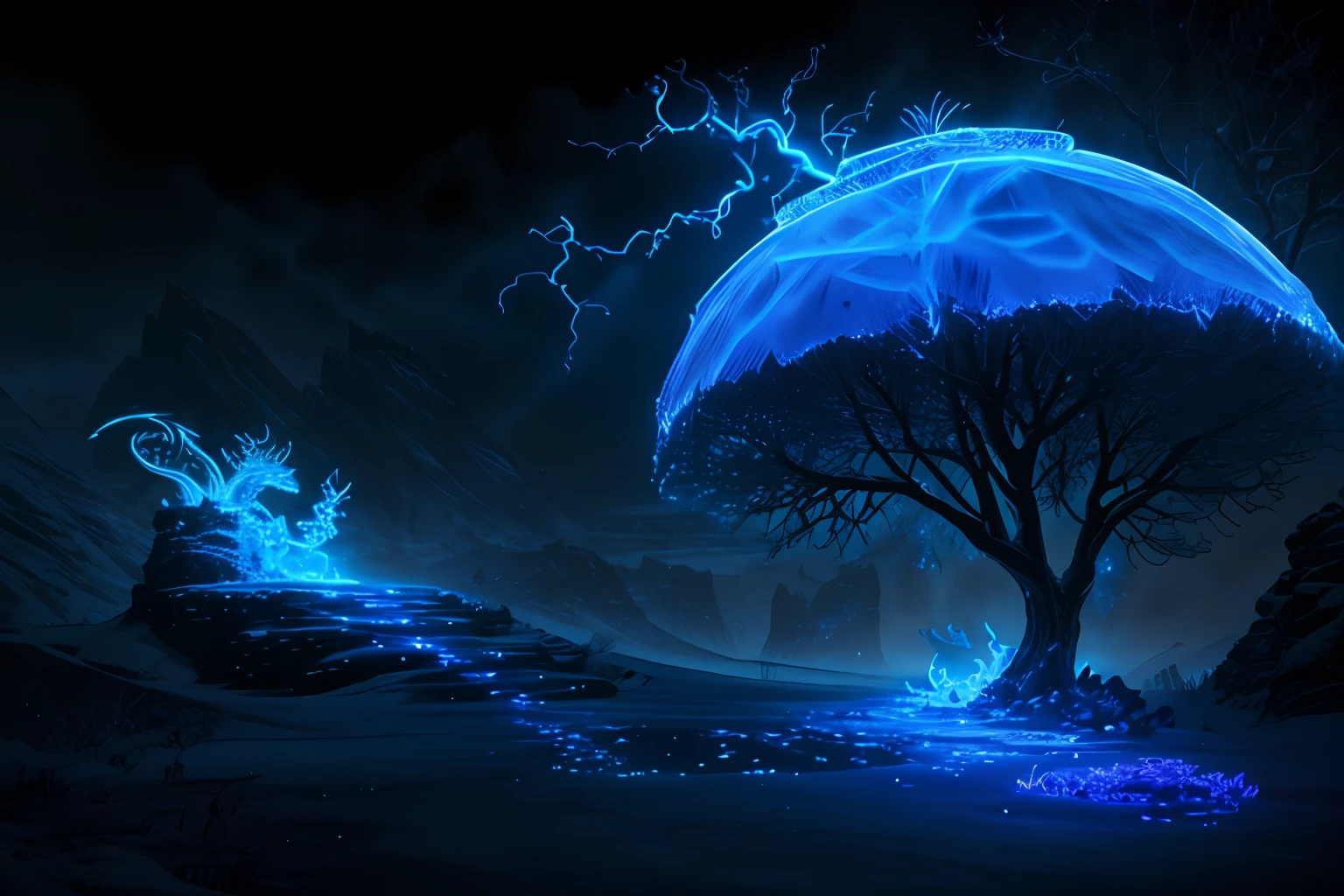 iced electric dragon style ant hill, with some lightning visual effects, glowing, fantasy, 3D, Hd, HdR, 4k upscale v--4.
