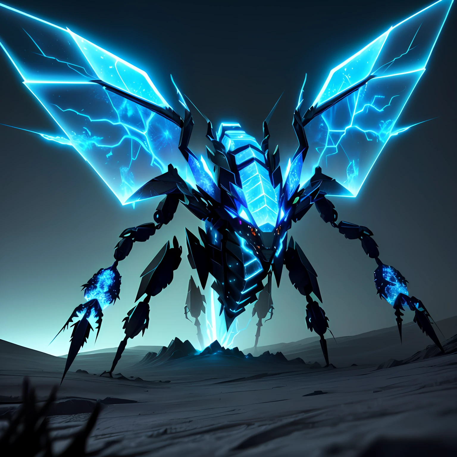 iced electric dragon style ant hill, with some lightning visual effects, glowing, fantasy, 3D, Hd, HdR, 4k upscale  v--4.