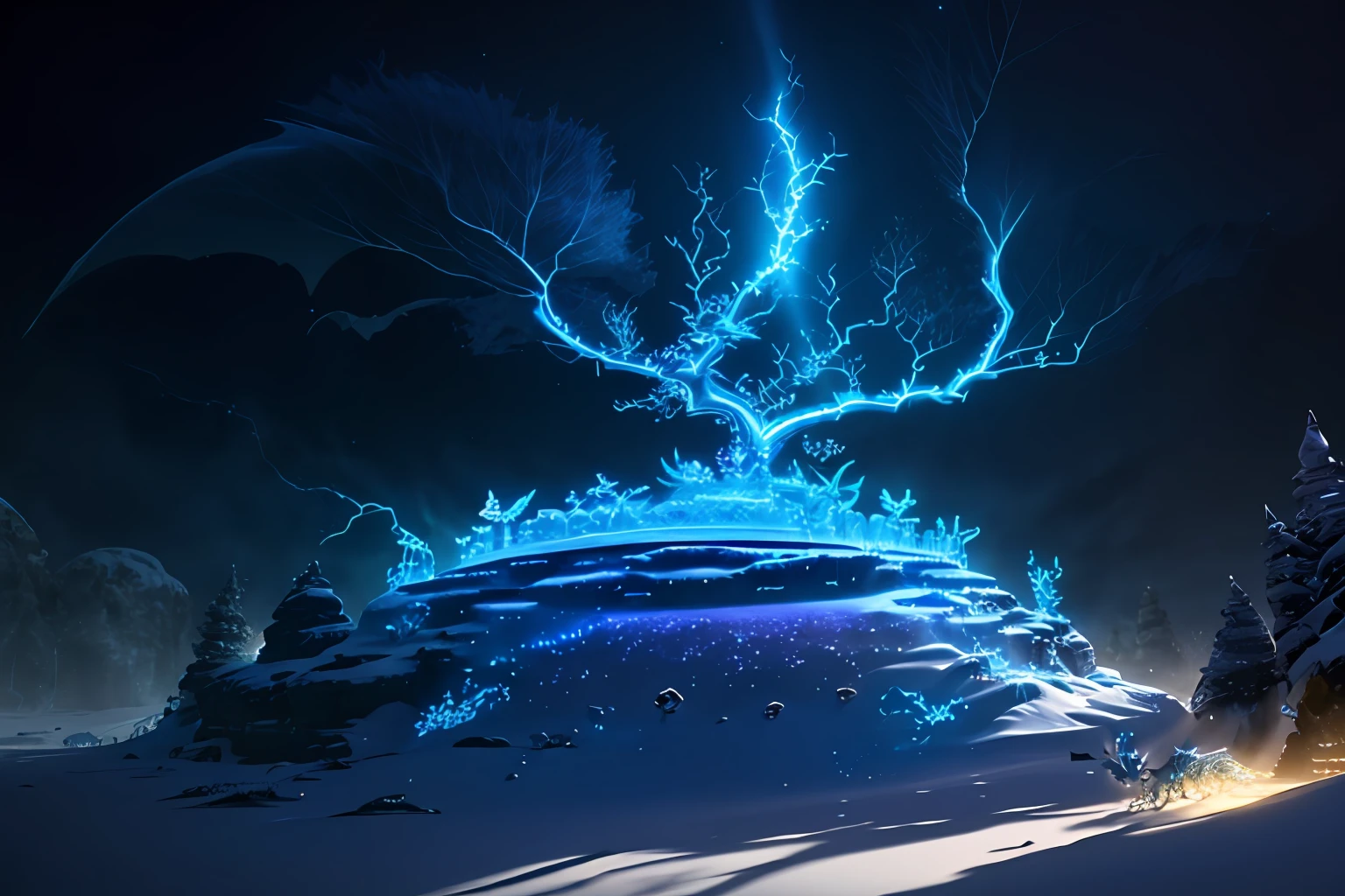 iced electric dragon style ant hill, with some lightning visual effects, glowing, fantasy, 3D, Hd, HdR, 4k upscale v--4.