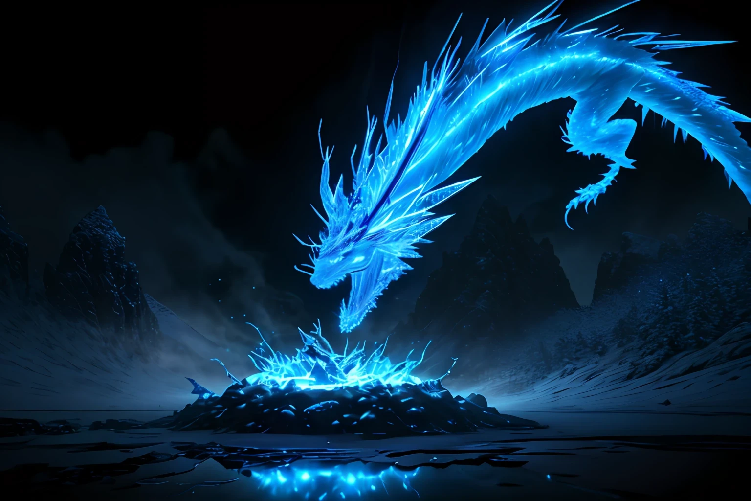 iced electric dragon style ant hill, with some lightning visual effects, glowing, fantasy, 3D, Hd, HdR, 4k upscale v--4.