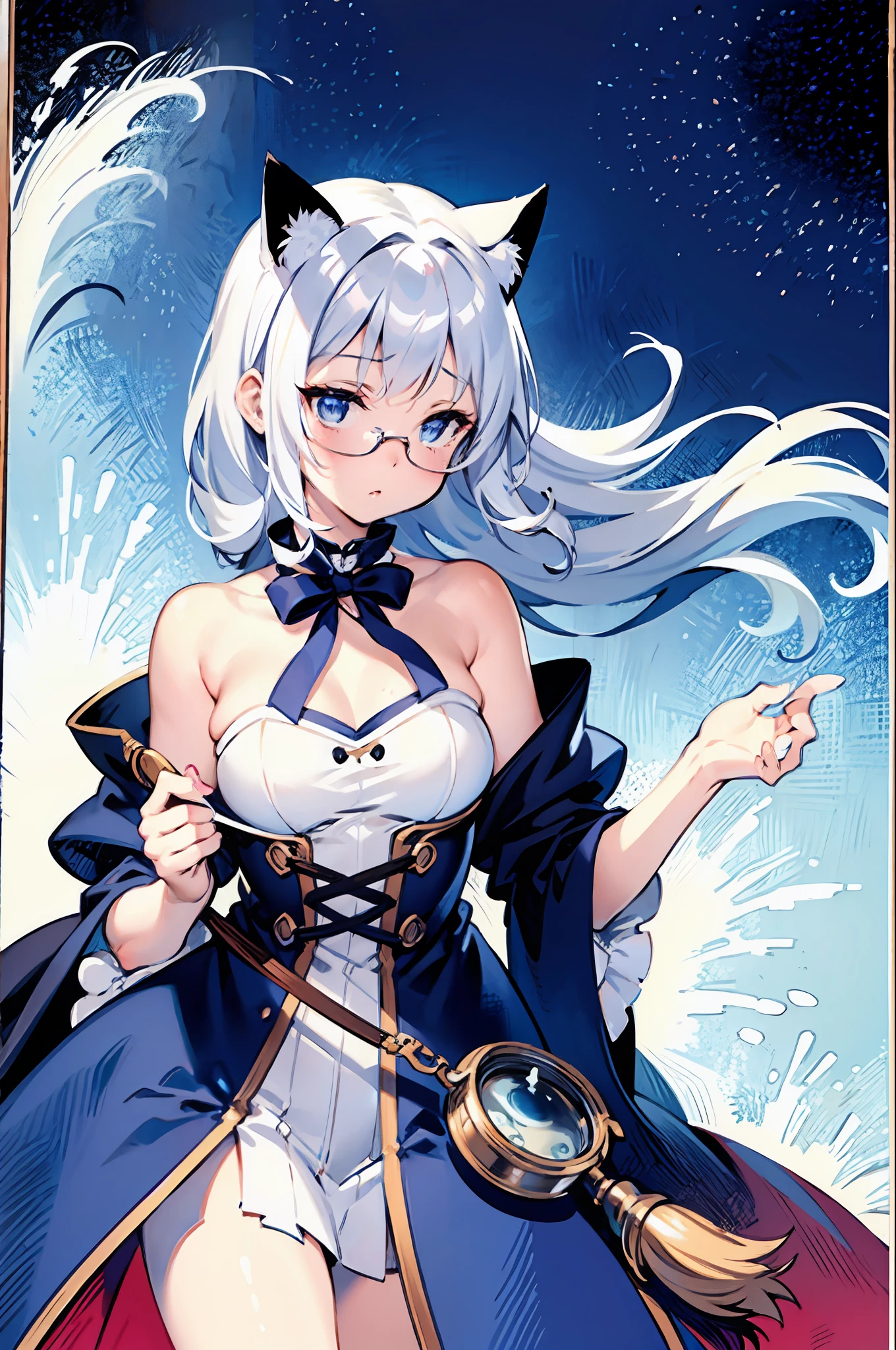 (Best Quality), Girl, (Ultra Detailed), (Highly Detailed CG Illustration), (Extremely Delicate and Beautiful)), (Expressionless), Cinematic Light, Alchemist, Cat Ears