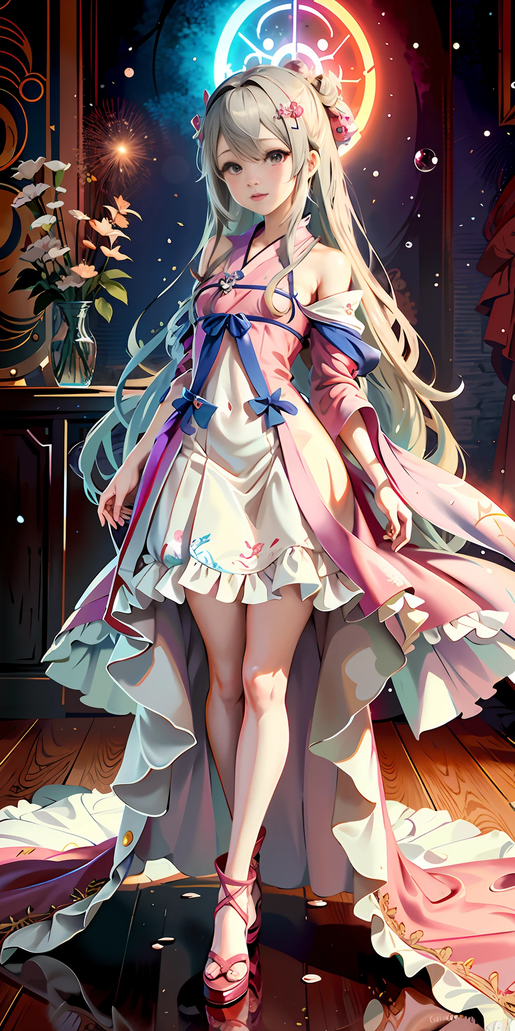 Anime - style image of a woman in a dress, cute anime waifu in beautiful clothes, loli in dress, popular on ArtStation Pixiv, splash art anime loli, little curved loli, ((wearing noble robes)), digital art on pixiv, smooth anime CG art, official artwork with high detail