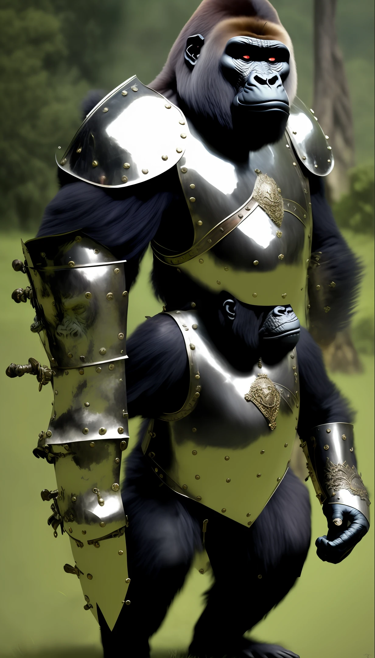 Gorilla in medieval-style armor