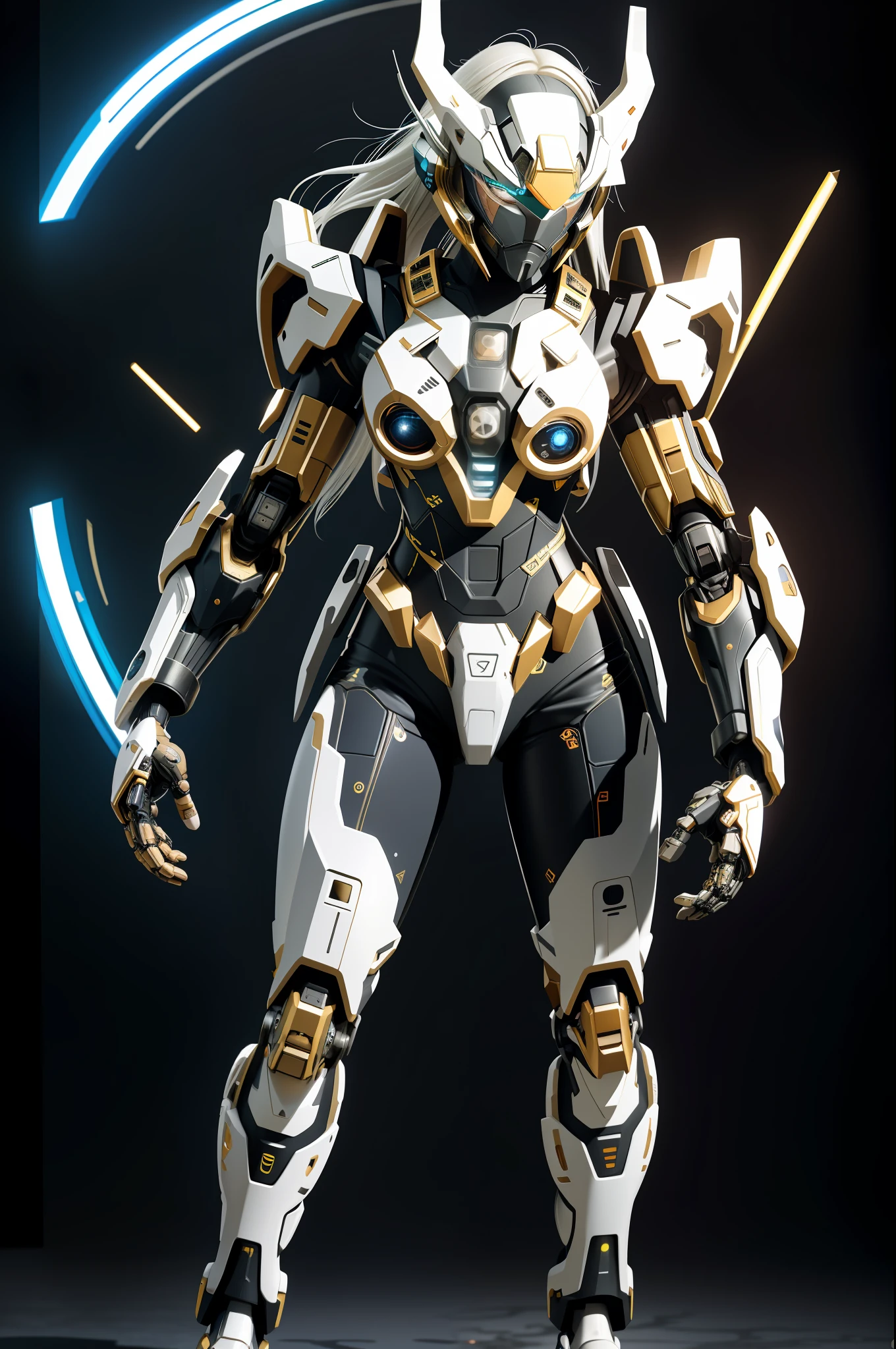 (photorealistic:1.2),(Realistic:1.2),masterpiece,best quality,ultra-detailed,very detailed illustrations,extremely detailed,intricate details,highres,super complex details,extremely detailed 8k cg wallpaper,(neon light:1.2),(fiber optic body:1.2),(realistic metallic luster),cowboy shot, caustics,reflection,ray tracing,demontheme,nebula,dark aura,cyber effect, (1girl:1.4),solo,alone,mecha musume,mechanical parts, robot joints,single mechanical arm, headgear, mechanical halo,star halo,intricate mechanical bodysuit, mecha corset, kimono, full armor, very long hair,white hair, hair between eyes, multicolored hair, colored inner hair, red eyes,glowing eye,eye trail, random expressions,random action, ancient japanese architecture,pond, starry sky,skyline,