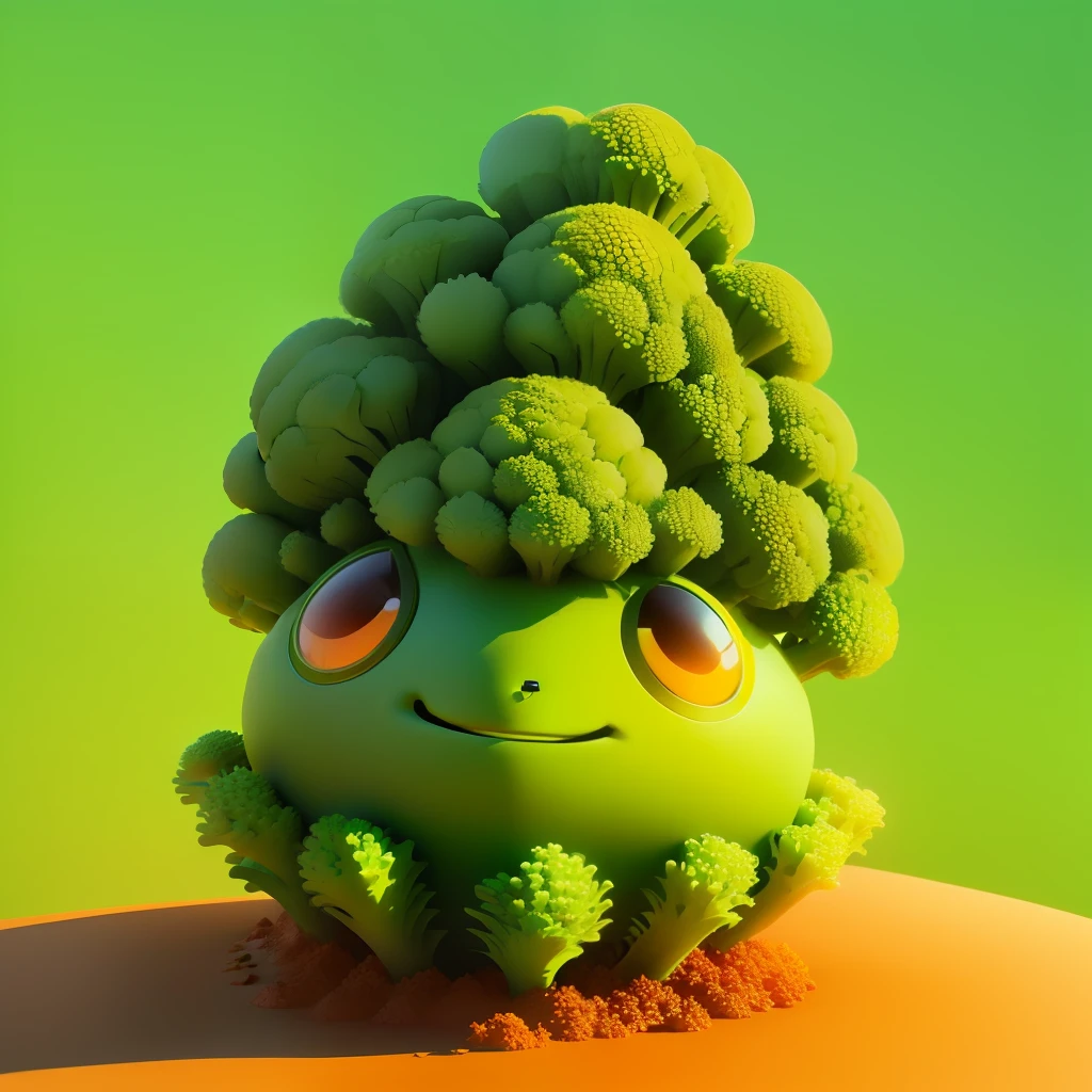 an anthill made from cute broccoli design,animation,adorable face,3D,upscales