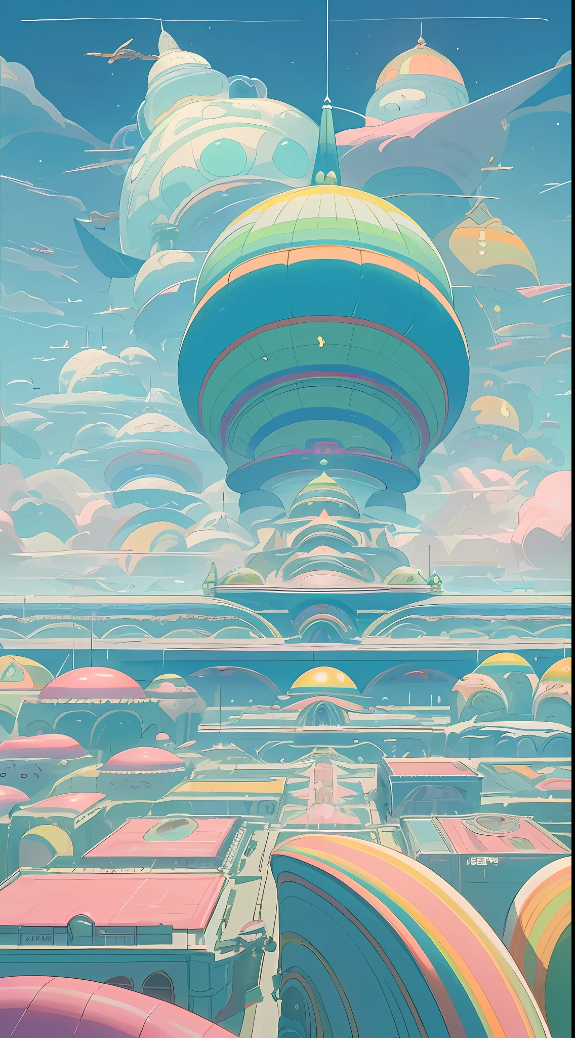 An eccentric and whimsical image of a futuristic world, designed in Wes Anderson's characteristic symmetrical style with high saturation colors. with spaceships around
The world is populated by fantastic and unusual architecture, with towering towers and bulbous domes painted in bright pinks, greens and blues. The buildings are arranged symmetrically, creating a sense of order and balance in the bustling metropolis.
The sky is full of airships and flying cars, moving in a sublime and labyrinthine pattern. AI-powered robots in sleek white float around package delivery, while giant, luminescent sea creatures made of plastic float slowly across the sky.
The colors in this utopia are rich and saturated, with pastel pinks and blues contrasting with vivid greens and yellows. Everything is meticulously arranged, as evidenced by the orderly rows of buildings and the orderly traffic in the sky.
Overall, the image captures the essence of Wes Anderson's style, with its symmetry and bright, quirky design elements. It is a playful and whimsical representation of a futuristic world, where everything seems possible and the sky is the limit.