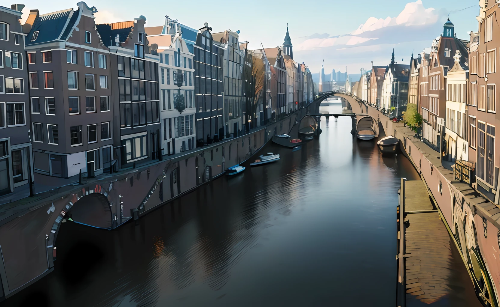 I need a background image with the main sights of Amsterdam. Ultra realistic, tasteful, perfect image in 4k resolution