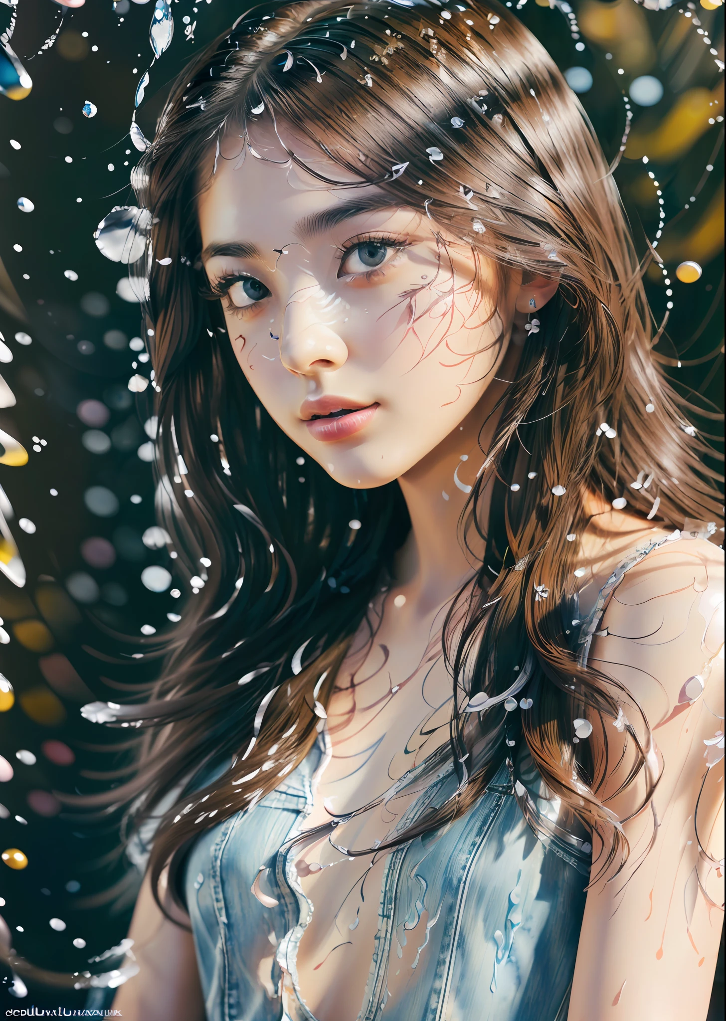 Masterpiece, Best Quality, (Very Detailed CG Unified 8k Wallpaper, Masterpiece, Best Quality, Ultra Detailed, Best Shadow), (Detailed Background), (Beautiful Detailed Face, Beautiful Detailed Eyes), High Contrast, (Best Lighting, Very Delicate Beautiful), 1girl, ((Colored paint splashed on transparent background, Dulux,)), ((caustic)), Dynamic angle, Beautiful detailed glow, Denim photo,